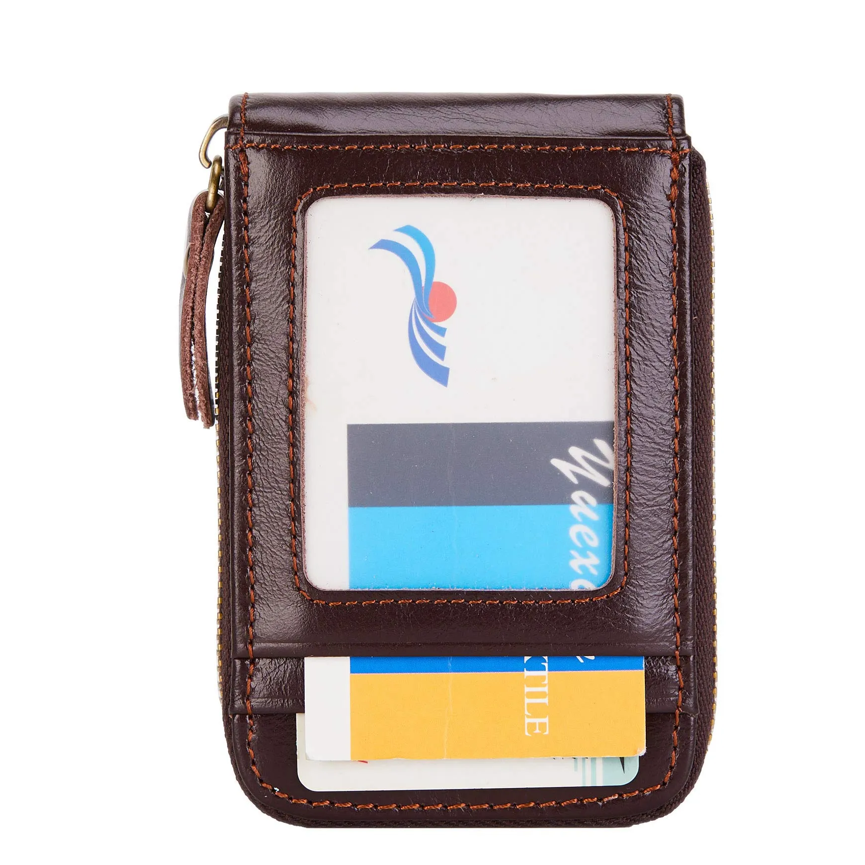 BRASS TACKS Leathercraft Portacarte in Vera Pelle con Protezione RFID e Cerniera, 13 Scomparti, BTPS007 - immagine 2