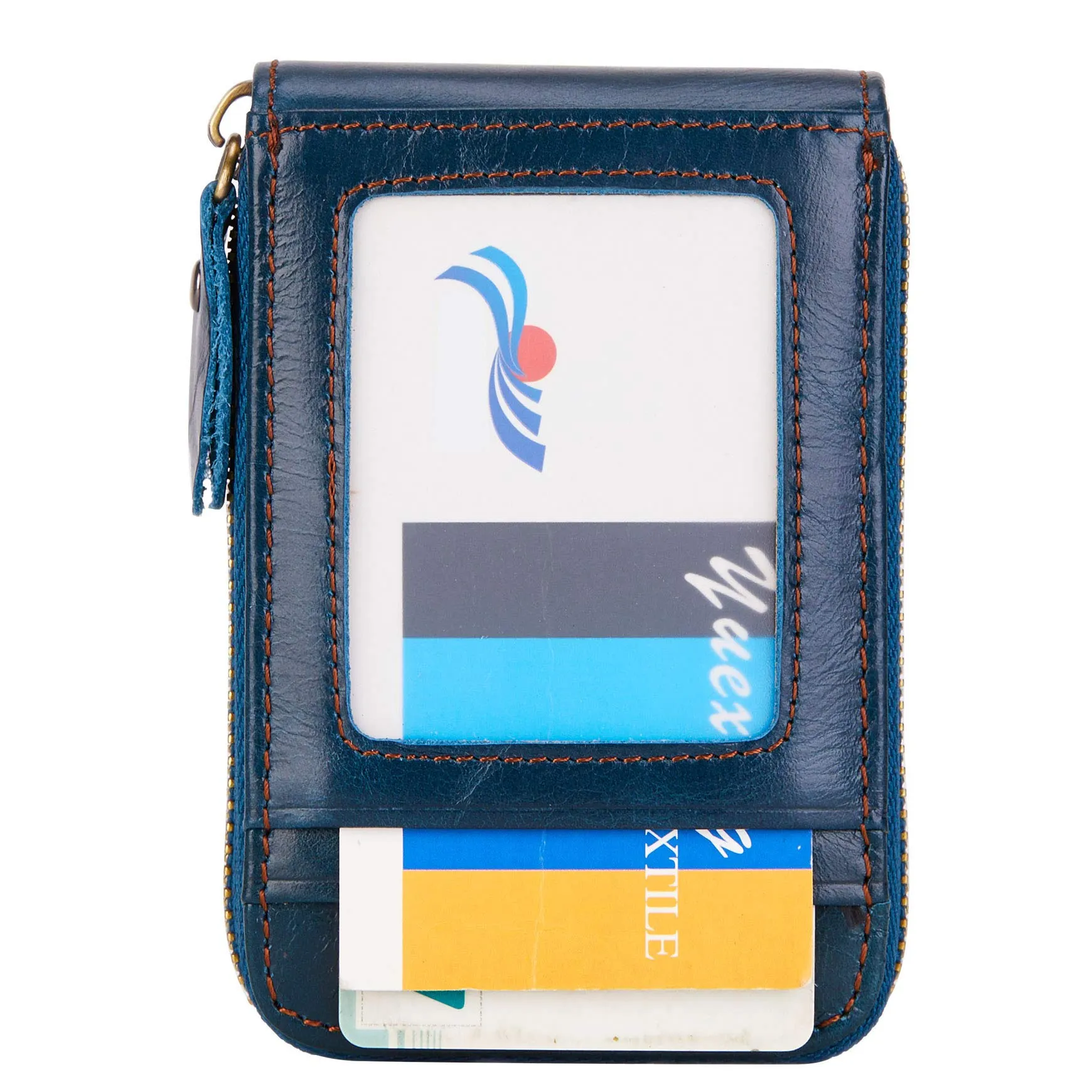 BRASS TACKS Leathercraft Portafoglio Portacarte in Vera Pelle con Protezione RFID, 13 Scomparti e Cerniera, Mini Slim per Donna e Uomo - immagine 2