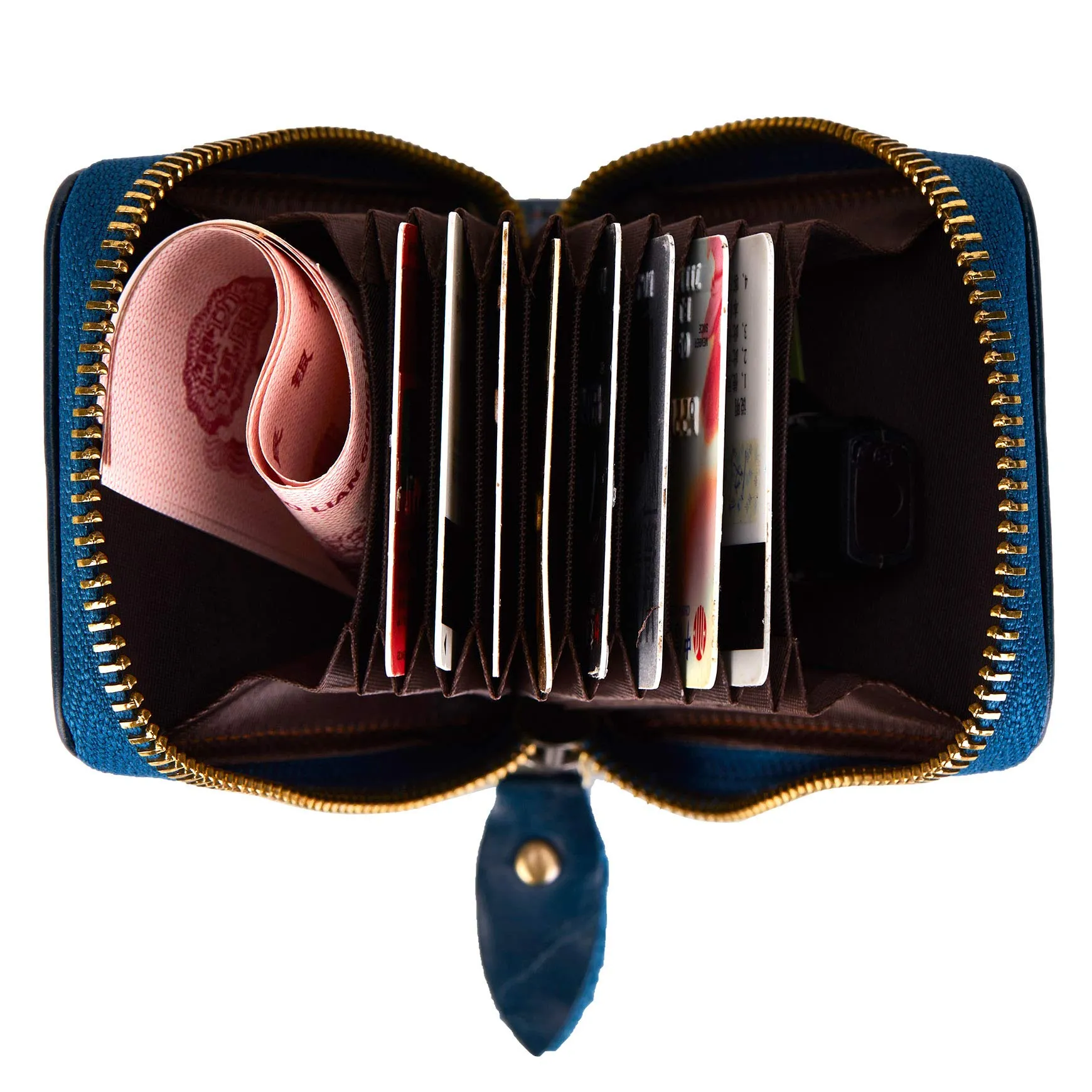 BRASS TACKS Leathercraft Portafoglio Portacarte in Vera Pelle con Protezione RFID, 13 Scomparti e Cerniera, Mini Slim per Donna e Uomo - immagine 3