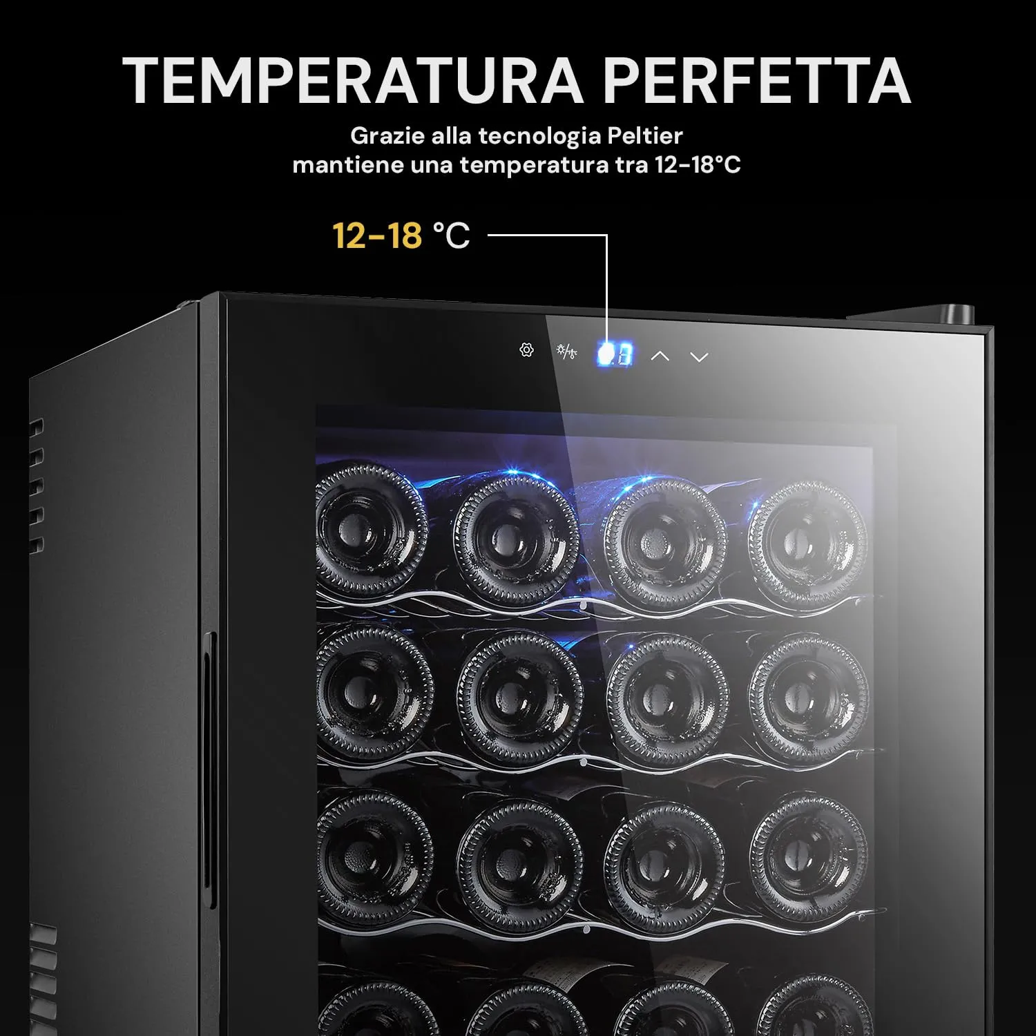 Wintem Cantinetta Vino 16 Bottiglie 48L, Frigo Vini Termoelettrico 12-18°C - immagine 4