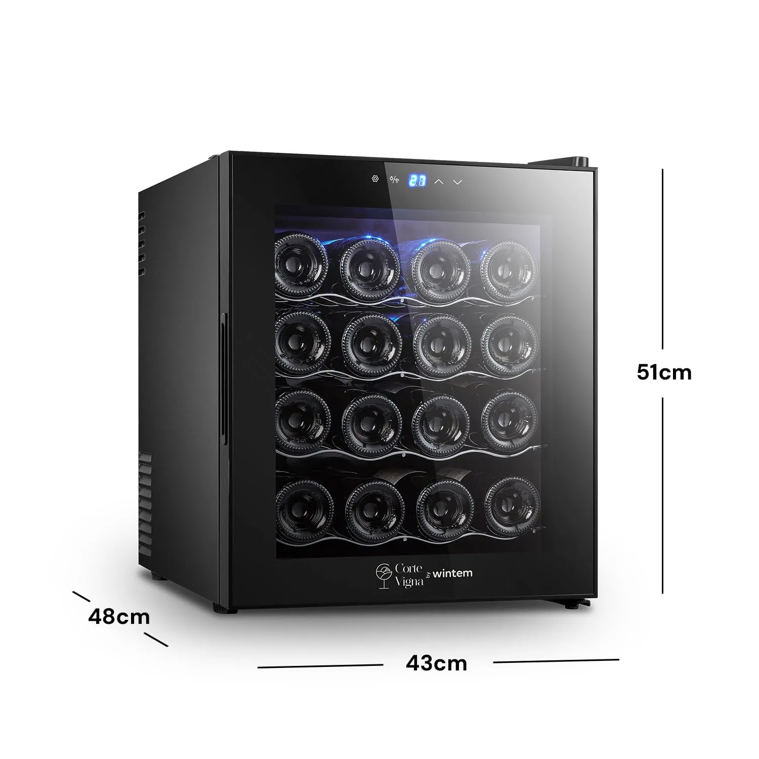 Wintem Cantinetta Vino 16 Bottiglie 48L, Frigo Vini Termoelettrico 12-18°C - immagine 5