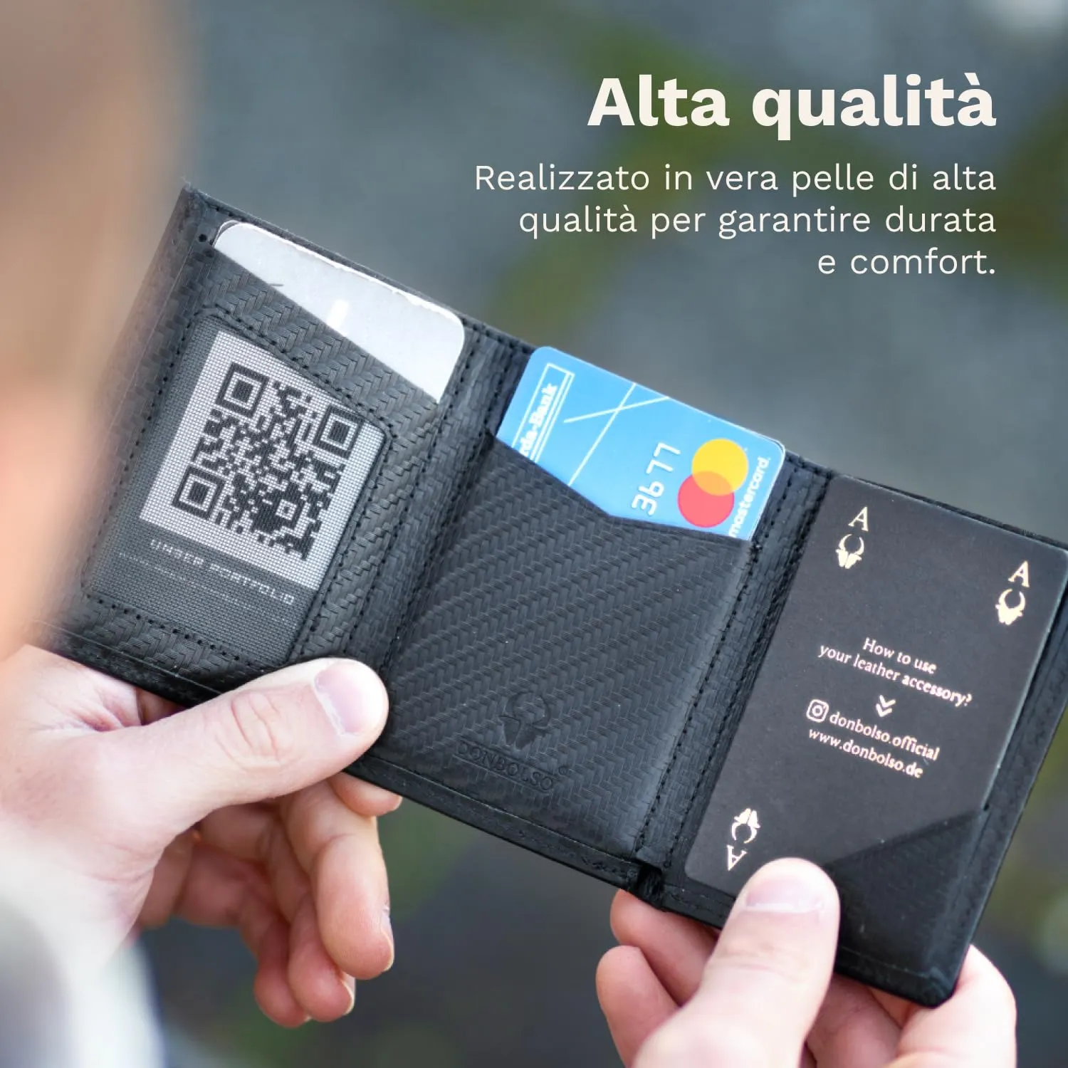 DONBOLSO Wallety NextGen I - Portafoglio in Pelle con Protezione RFID e Scomparto per Monete, Nero - immagine 2