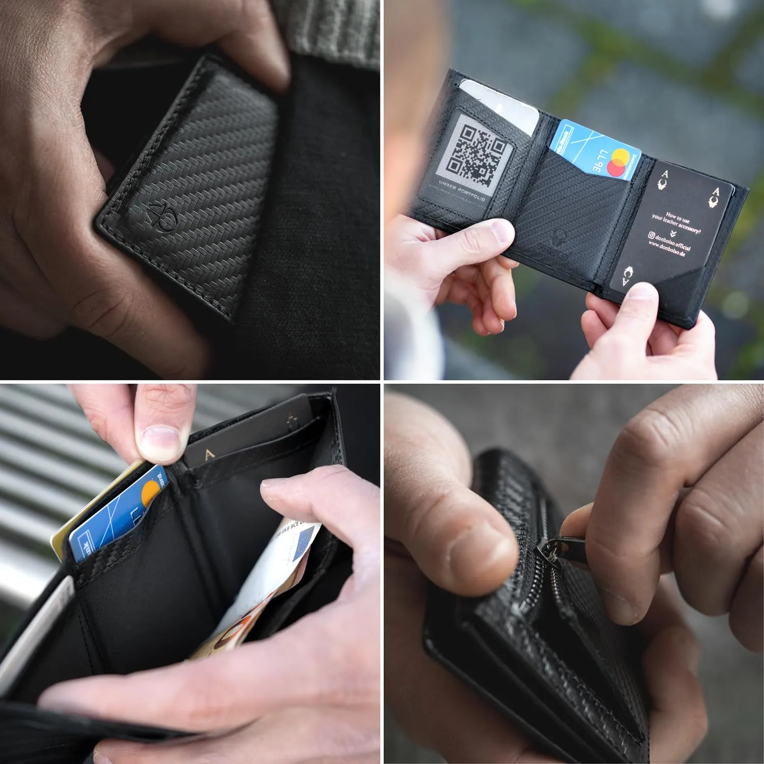 DONBOLSO Wallety NextGen I - Portafoglio in Pelle con Protezione RFID e Scomparto per Monete, Nero - immagine 7