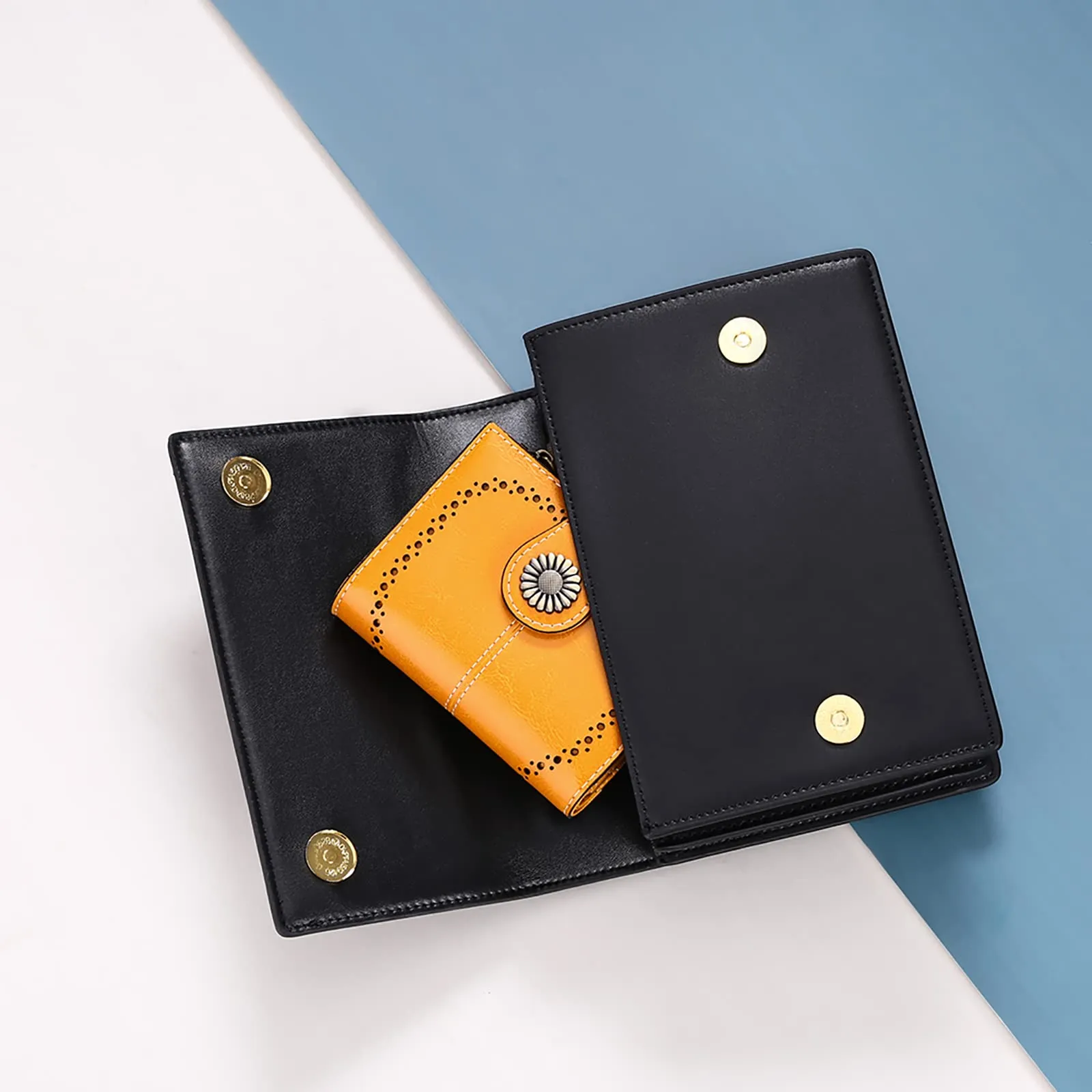 SENDEFN Portafoglio Donna in Pelle con Blocco RFID, 16 Scomparti per Carte, 2 Finestre di Identificazione e Tasca con Cerniera - immagine 8