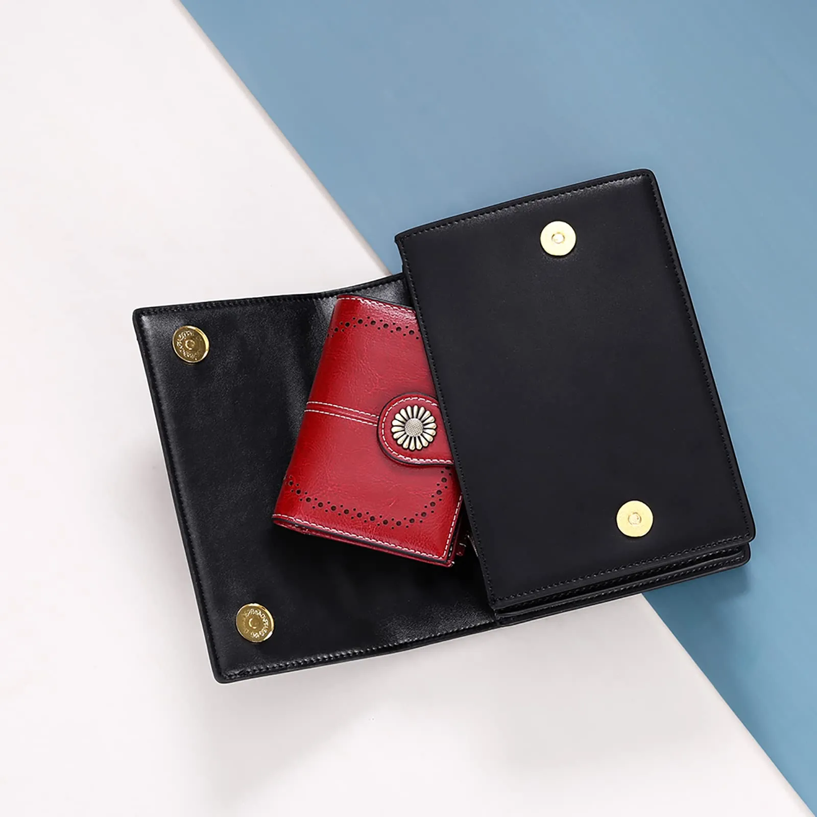 SENDEFN Portafoglio Donna in Pelle con Blocco RFID, 16 Scomparti per Carte, 2 Finestre di Identificazione e Tasca con Cerniera - immagine 8