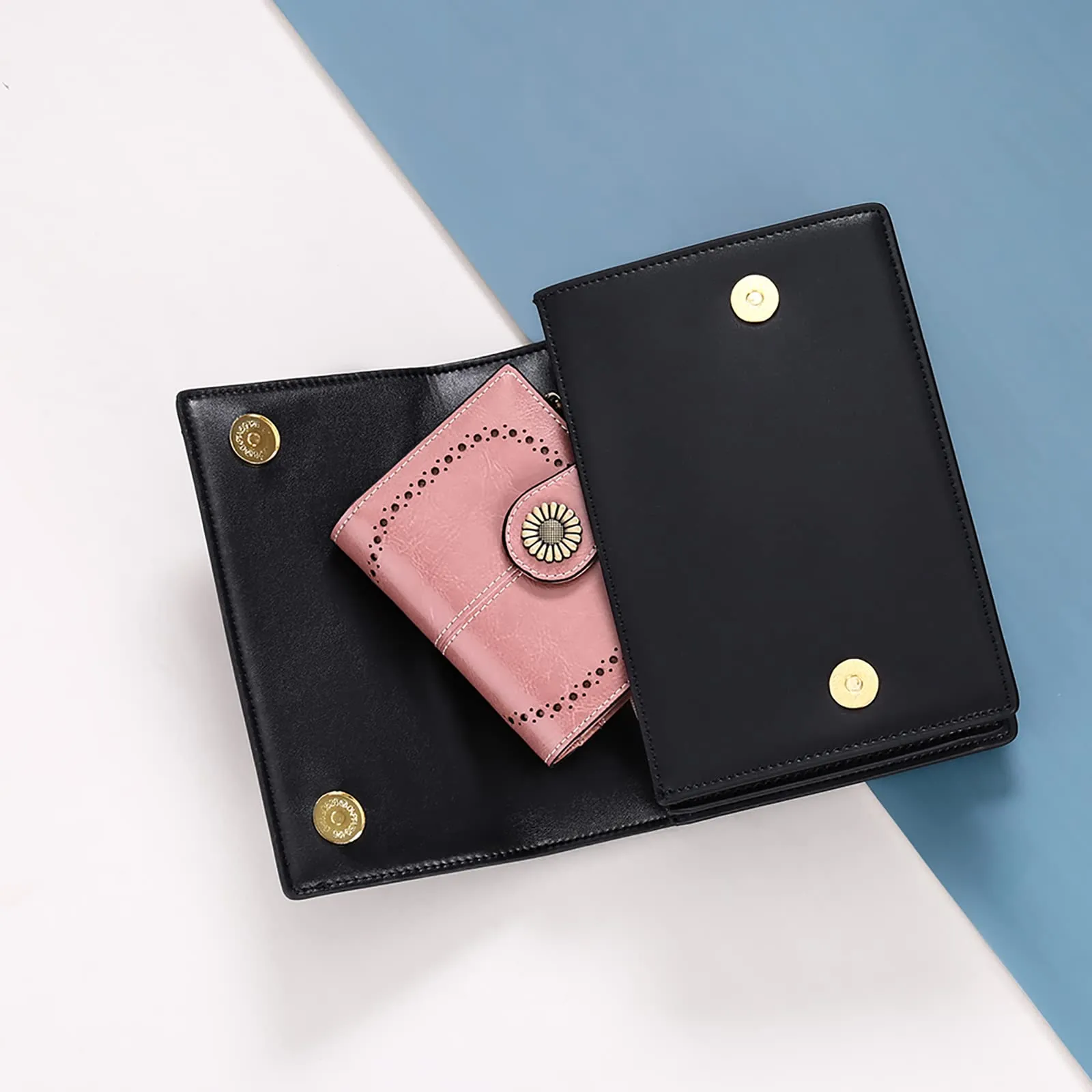 SENDEFN Portafoglio Donna in Pelle con Blocco RFID, 16 Scomparti per Carte, 2 Finestre di Identificazione e Tasca con Cerniera - immagine 7