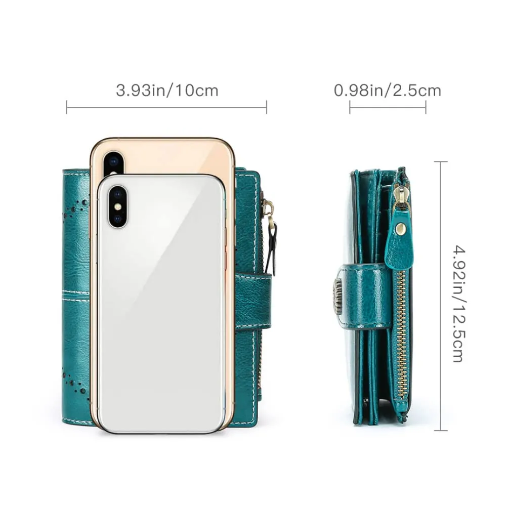 SENDEFN Portafoglio Donna in Pelle con Blocco RFID, 16 Scomparti per Carte, 2 Finestre di Identificazione e Tasca con Cerniera - immagine 2