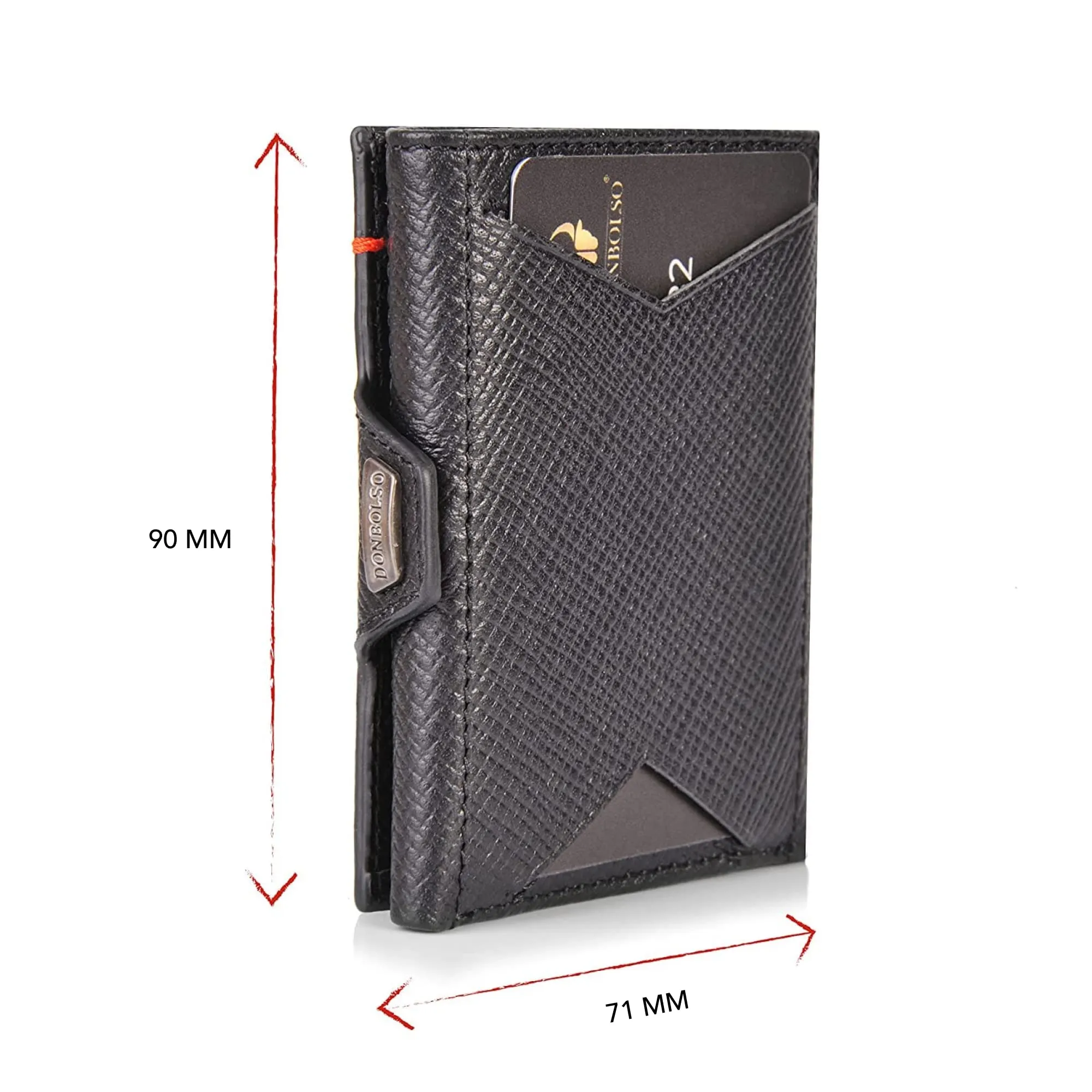 DONBOLSO Portafoglio NextGen in Pelle Saffiano Nero, Protezione RFID, Slim senza Portamonete - immagine 4