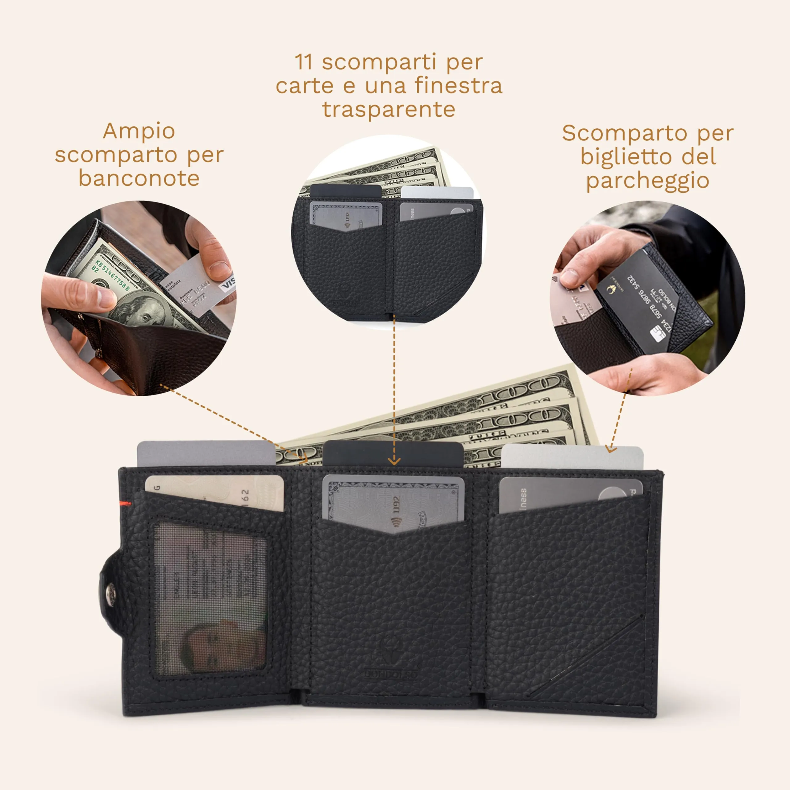 DONBOLSO Wallety NextGen I - Portafoglio in pelle con protezione RFID e scomparto portamonete - immagine 5