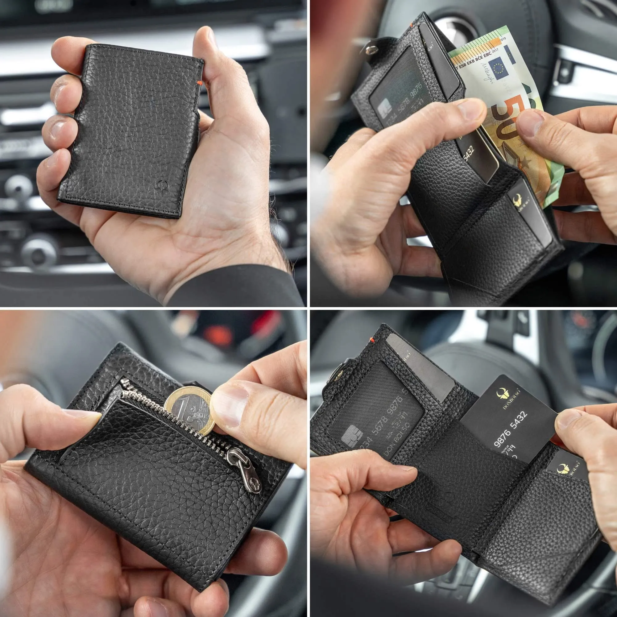 DONBOLSO Portafoglio da Uomo NextGen in Pelle con Protezione RFID, Nappa Nero - immagine 3