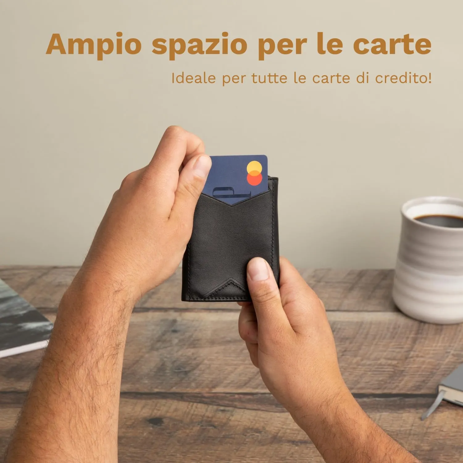 DONBOLSO Portafoglio Uomo Slim in Pelle Nappa Nero con Protezione RFID - immagine 4