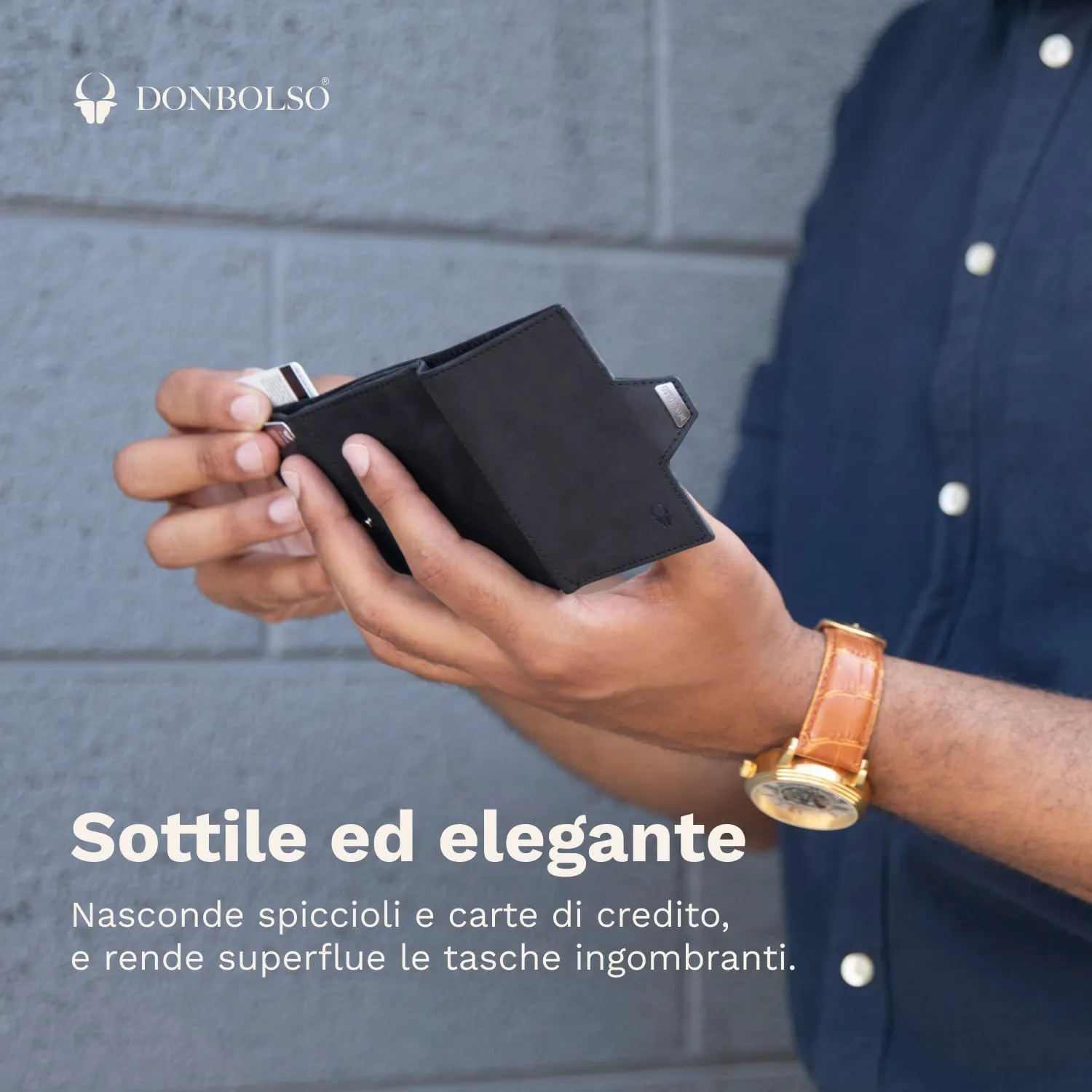 DONBOLSO Portafoglio NextGen Uomo in Pelle con Protezione RFID e Portamonete, Vintage Nero - immagine 2