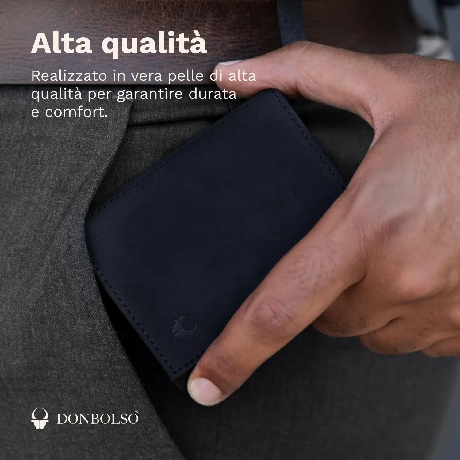 DONBOLSO Portafoglio NextGen Uomo in Pelle con Protezione RFID e Portamonete, Vintage Nero - immagine 4