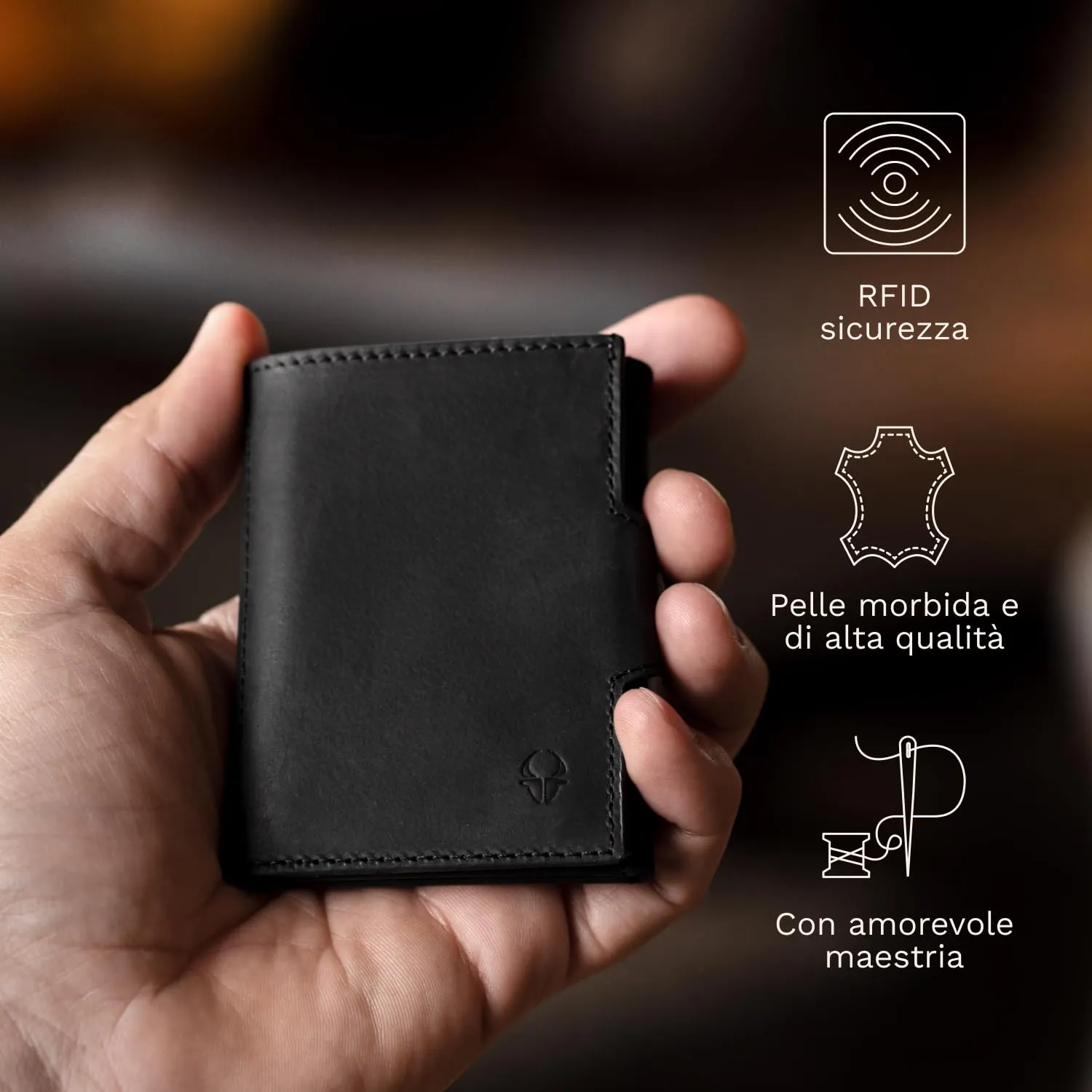 DONBOLSO Portafoglio NextGen Uomo in Pelle con Protezione RFID e Portamonete, Vintage Nero - immagine 6