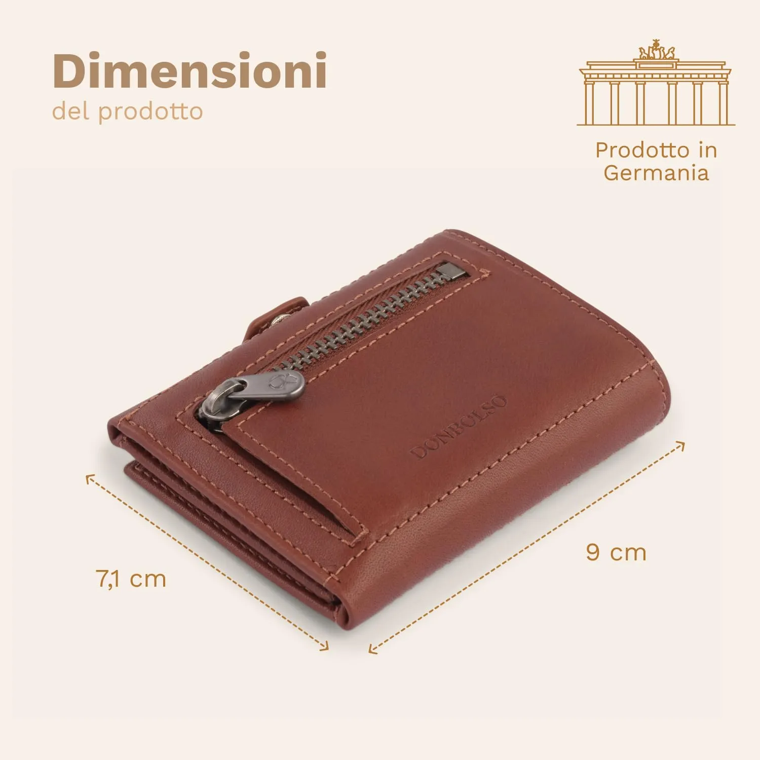 DONBOLSO NextGen Portafoglio Uomo Slim in Pelle con Protezione RFID e Portamonete, Nappa Marrone - immagine 3