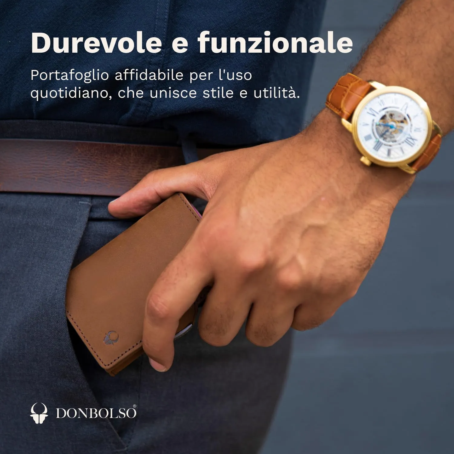 DONBOLSO NextGen Portafoglio Uomo in Pelle con Protezione RFID e Portamonete, Marrone - immagine 2
