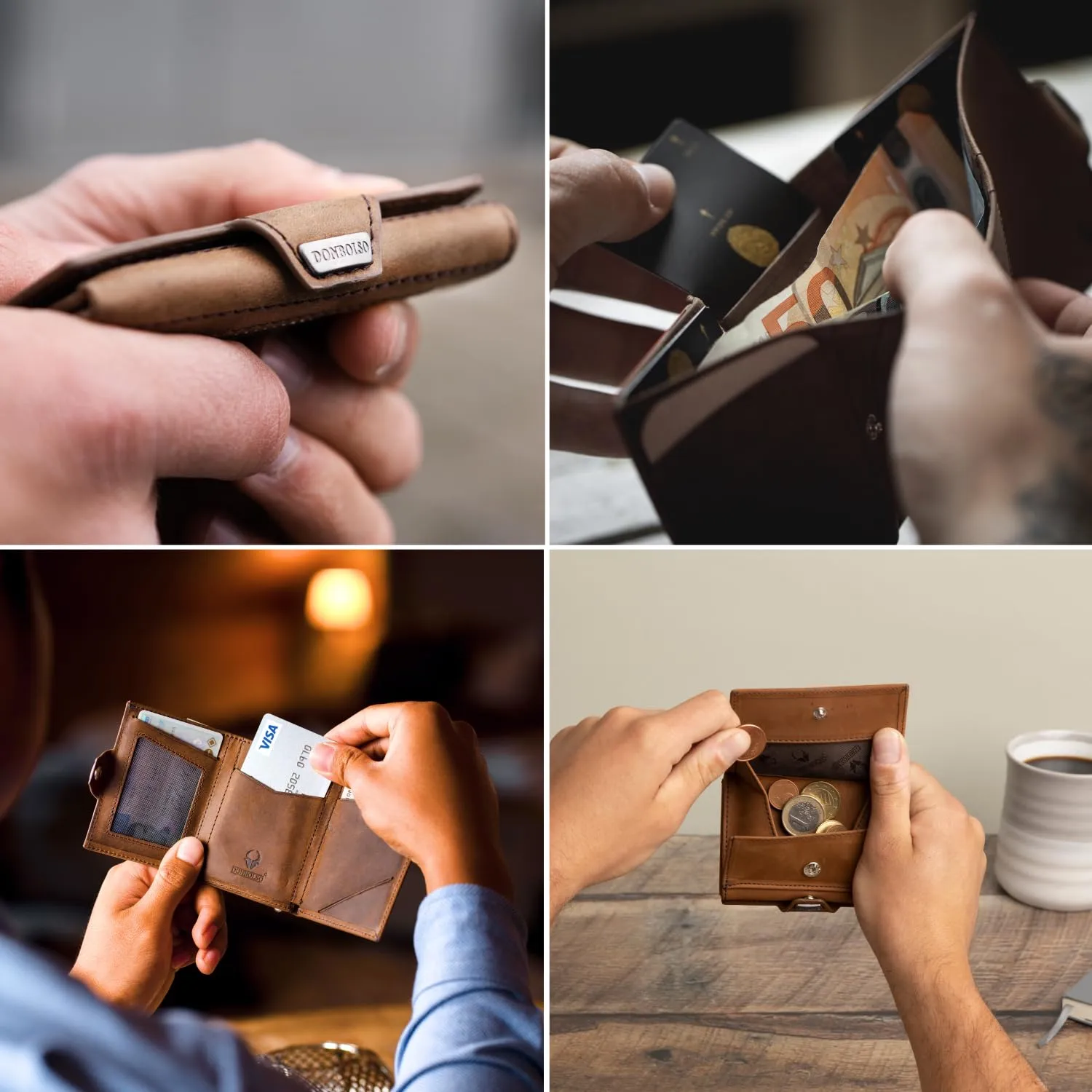 DONBOLSO NextGen Portafoglio Uomo in Pelle con Protezione RFID e Portamonete, Marrone - immagine 7