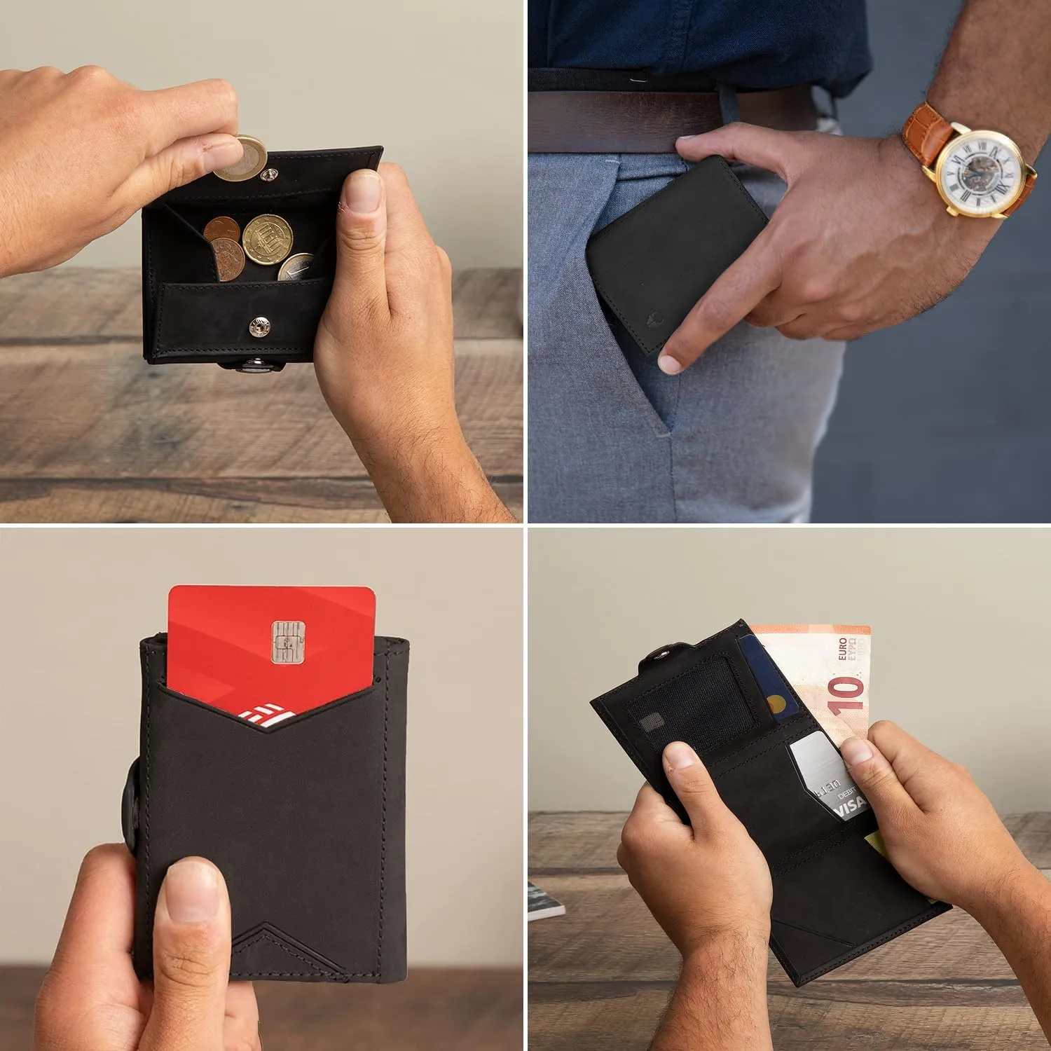 DONBOLSO NextGen Portafoglio Uomo in Pelle con Portamonete e Protezione RFID, Nero - immagine 7