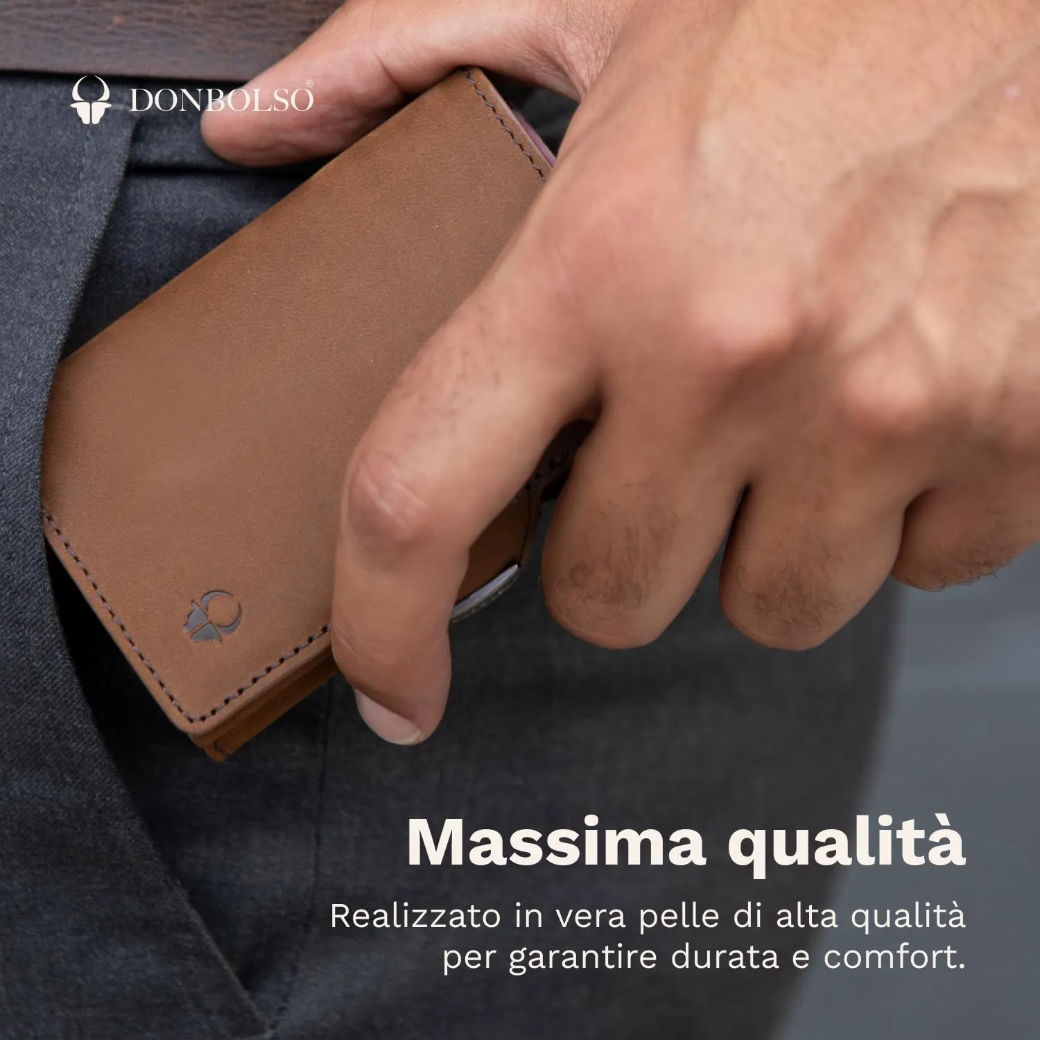 DONBOLSO NextGen Portafoglio Uomo in Pelle con Protezione RFID e Portamonete, Marrone - immagine 2