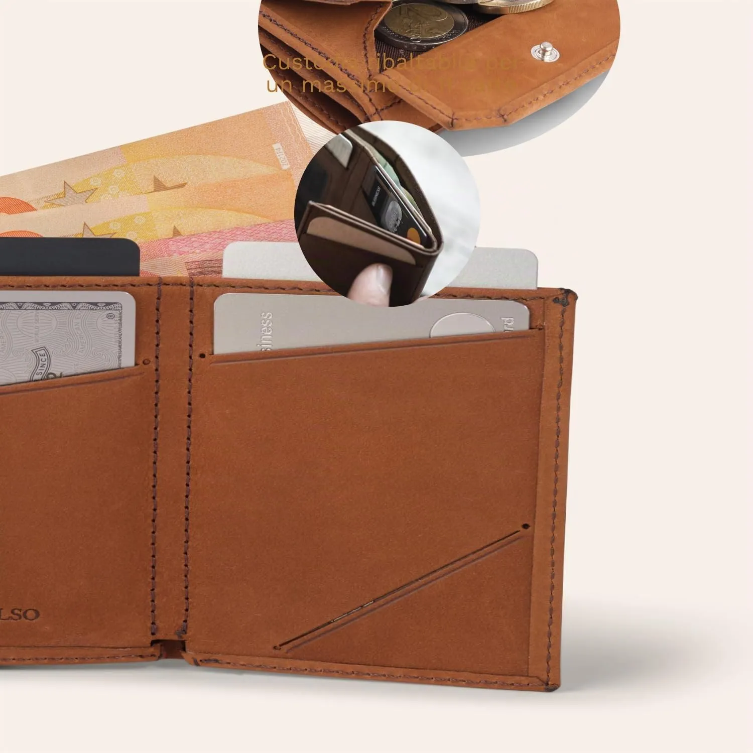 DONBOLSO NextGen Portafoglio Uomo in Pelle con Protezione RFID e Portamonete, Marrone - immagine 5