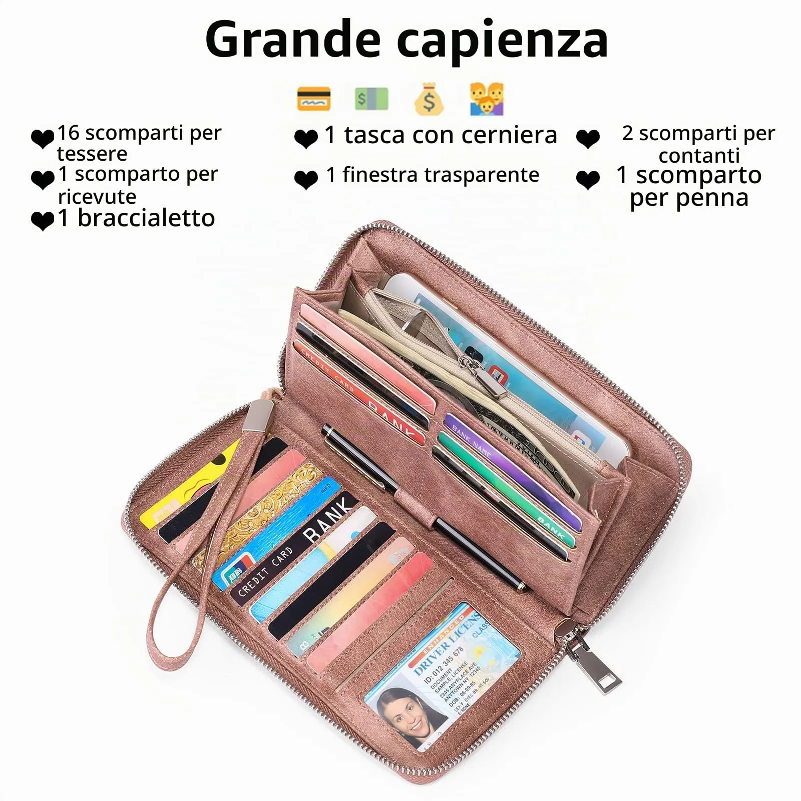 GAEKEAO Portafoglio Donna in Pelle con Bloccaggio RFID e Porta Carte di Credito - immagine 2