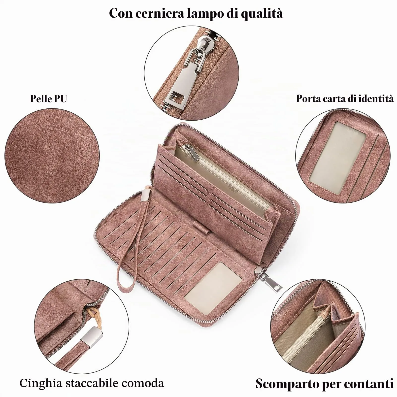 GAEKEAO Portafoglio Donna in Pelle con Bloccaggio RFID e Porta Carte di Credito - immagine 3