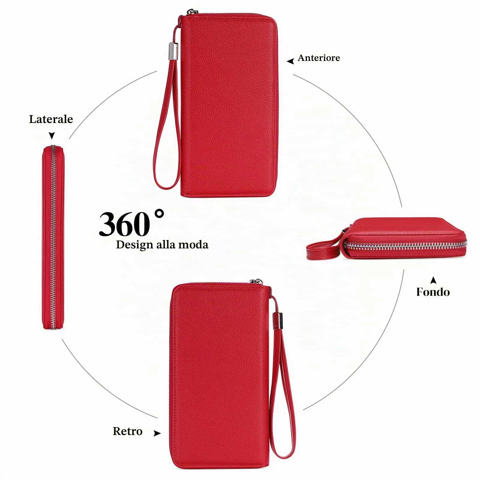 GAEKEAO Portafoglio Donna in Pelle con Blocco RFID e Portamonete con Chiusura a Cerniera - immagine 7