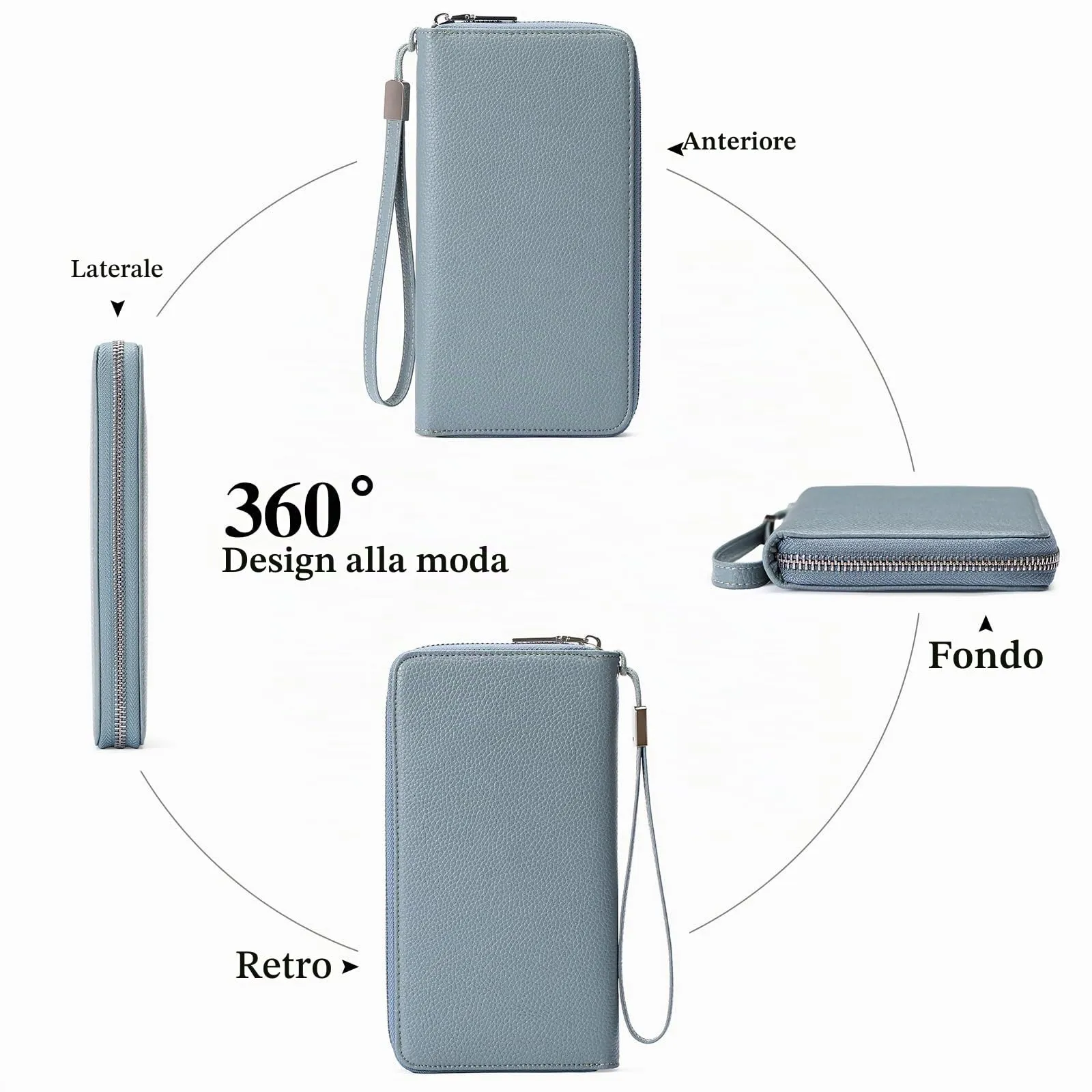 GAEKEAO Portafoglio Donna Grande in Pelle con Blocco RFID e Chiusura a Cerniera - immagine 4