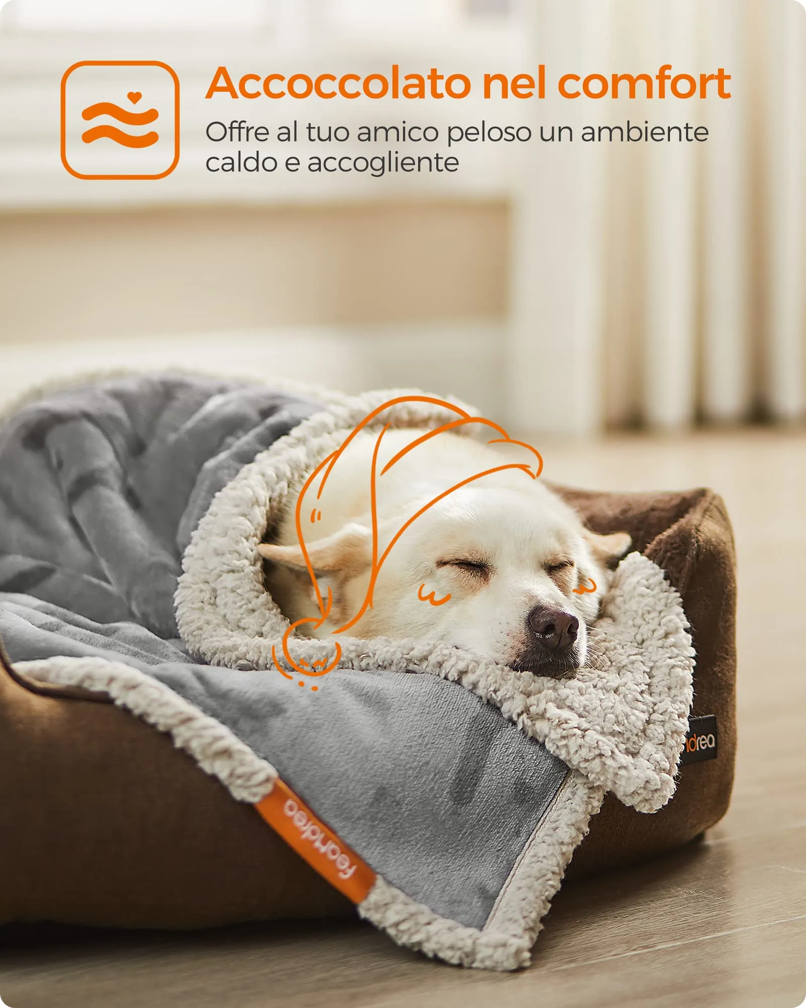 Feandrea Coperta Impermeabile per Cani e Gatti in Sherpa, 101 x 73 cm, M, Grigio PPB040G01 - immagine 4