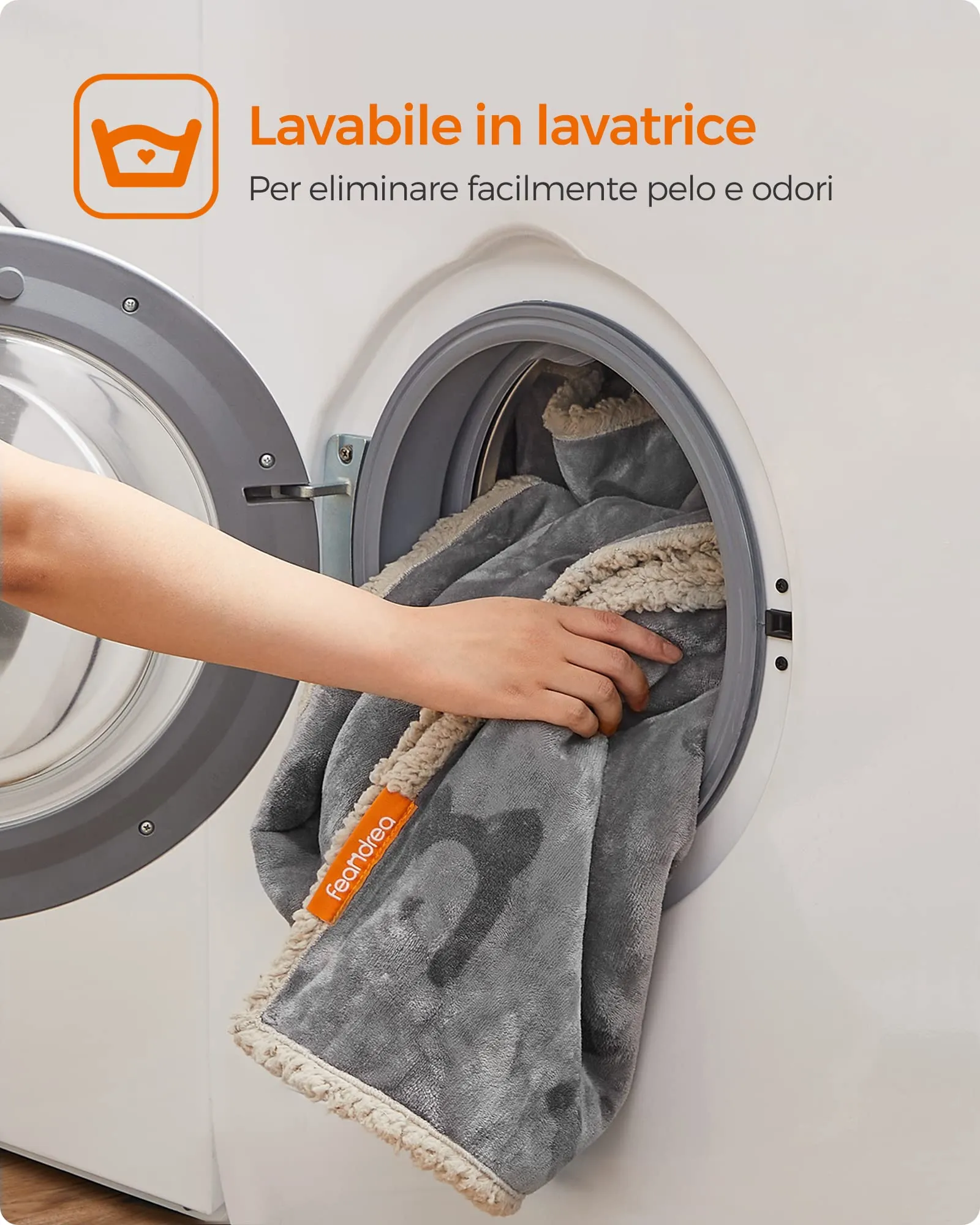 Feandrea Coperta Impermeabile per Cani e Gatti in Sherpa, 101 x 73 cm, M, Grigio PPB040G01 - immagine 8