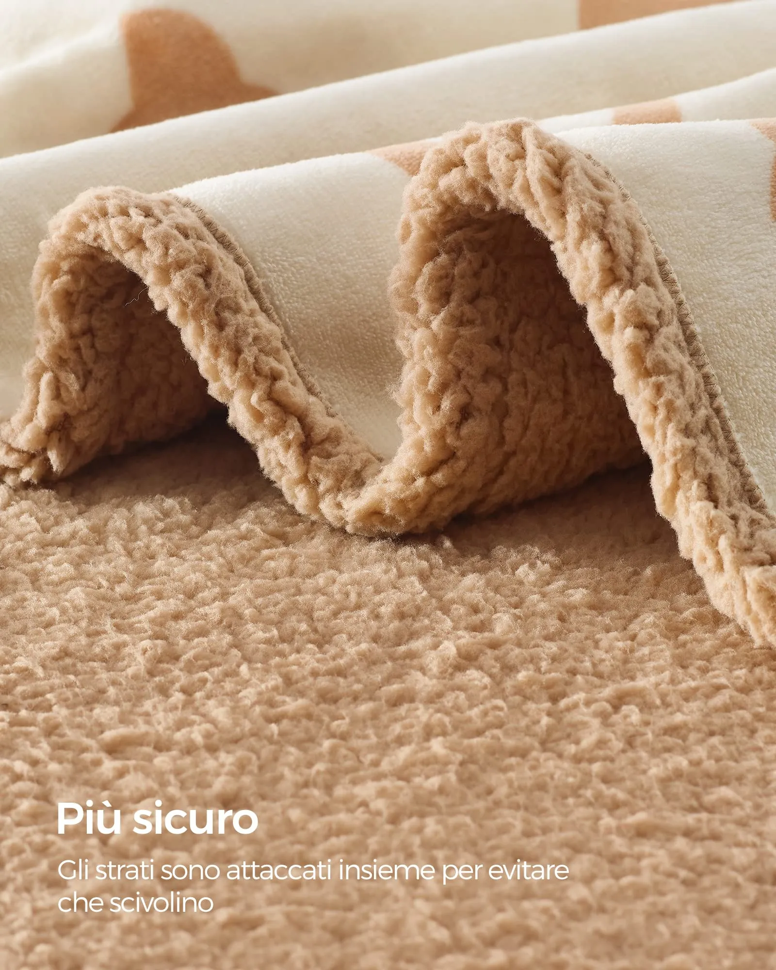 Feandrea Coperta Impermeabile per Cani e Gatti in Sherpa e Flanella, 152 x 127 cm, XL, Beige PPB060K01 - immagine 5