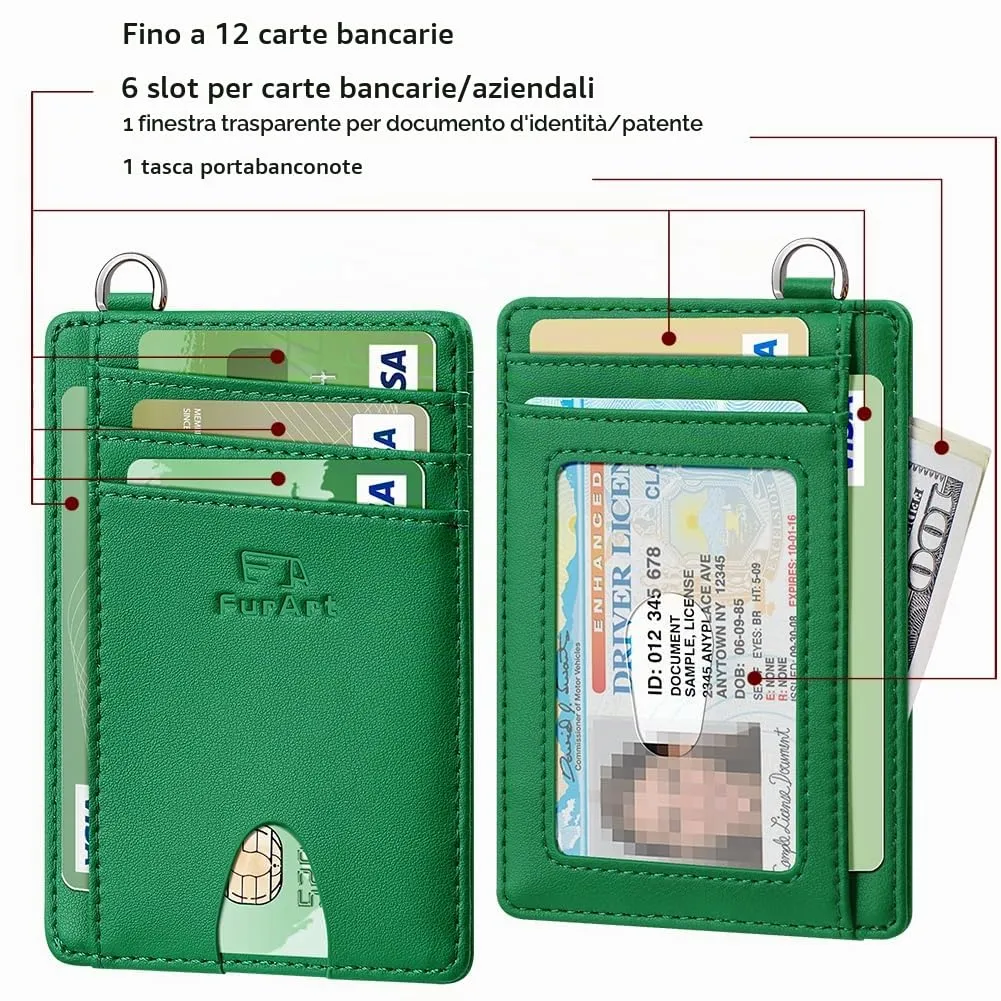 FurArt Porta Carte di Credito RFID Sottile per Uomo e Donna - immagine 6