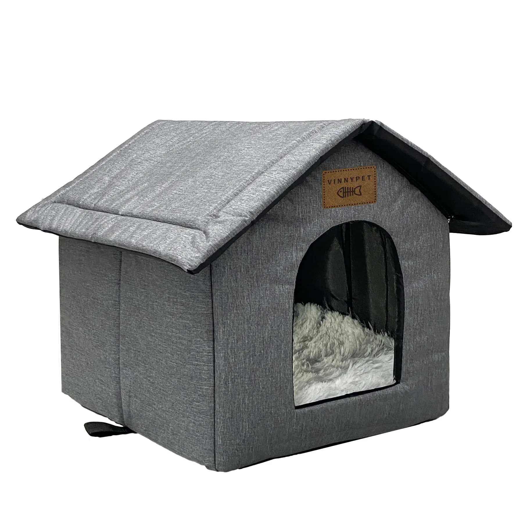 Vinnypet Casetta per Gatti da Esterno Impermeabile con Cuscino Peluche, 45x40x45cm - immagine 1
