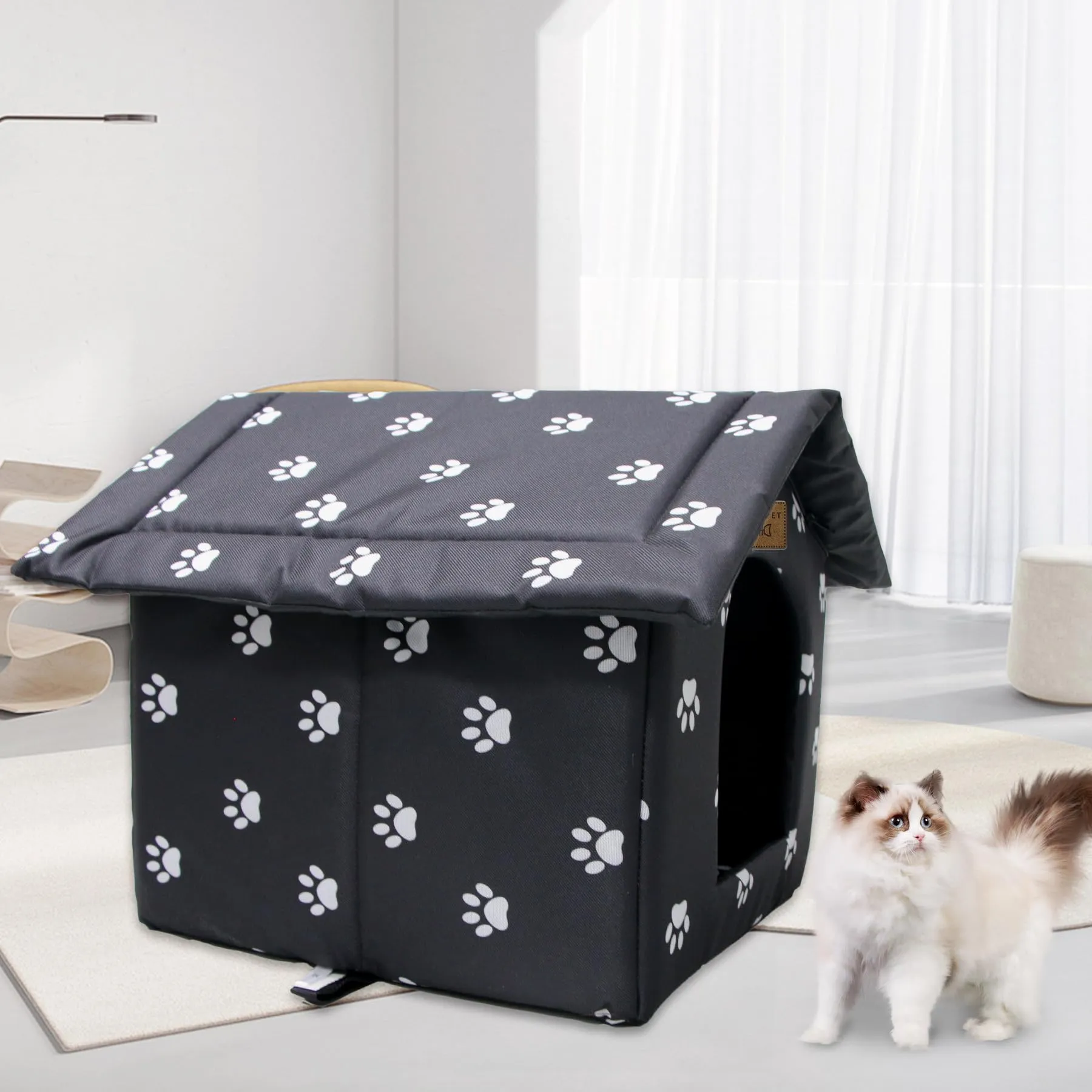 Vinnypet Casetta per Gatti da Esterno Impermeabile con Cuscino, 40x35x40cm - immagine 5
