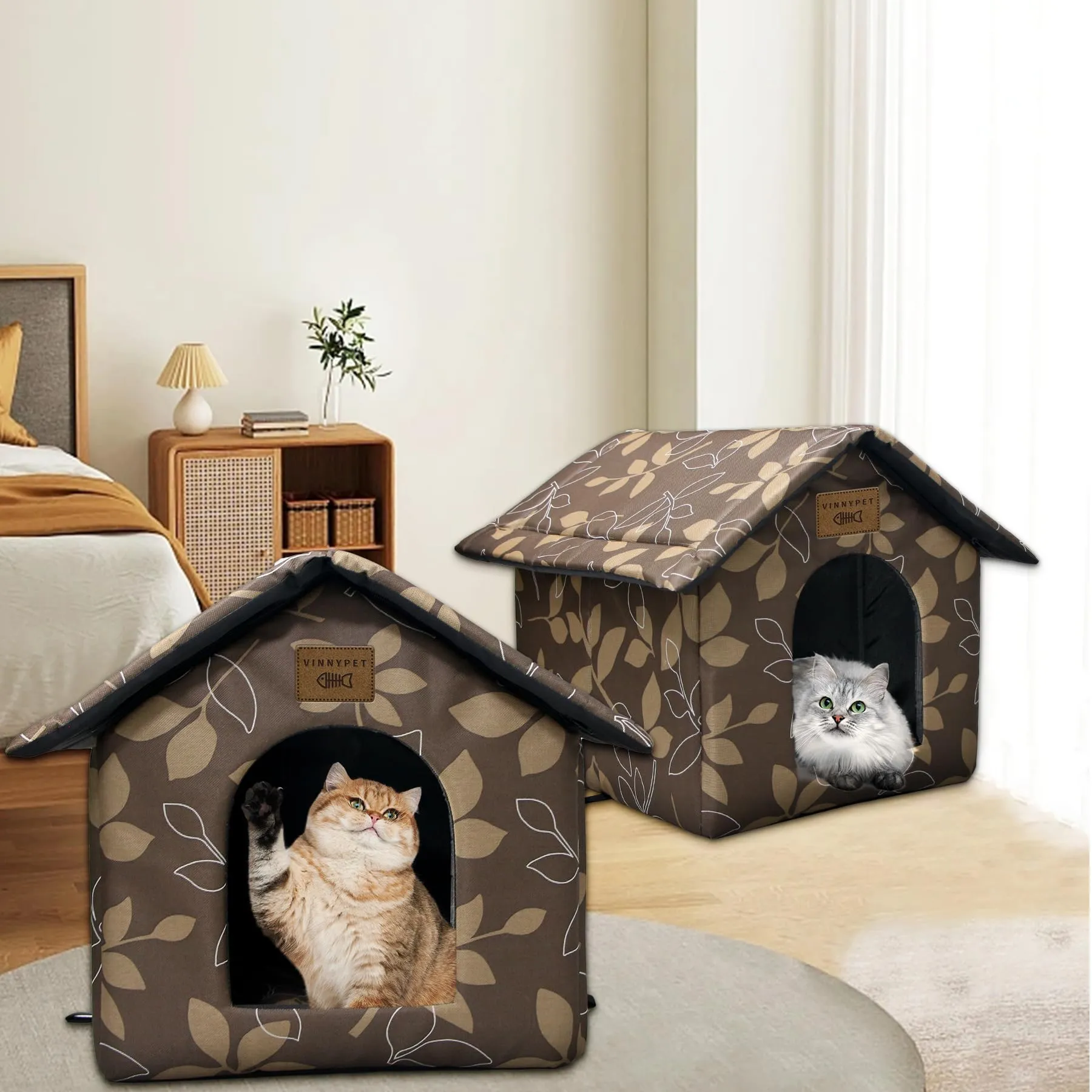 Vinnypet Casetta per Gatti da Esterno Impermeabile con Cuscino, 35x30x35cm - immagine 5