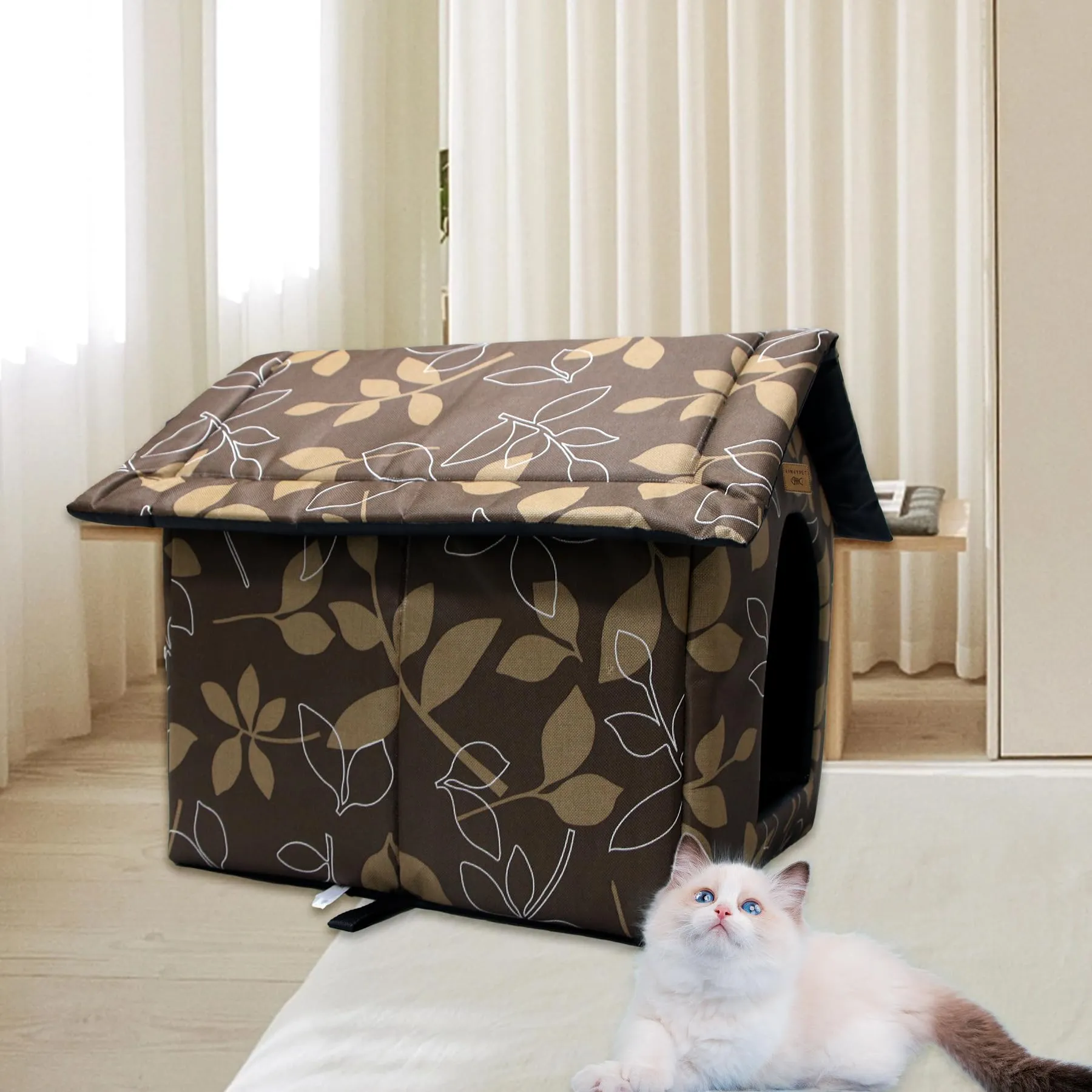 Vinnypet Casetta per Gatti da Esterno Impermeabile con Cuscino, 35x30x35cm - immagine 7