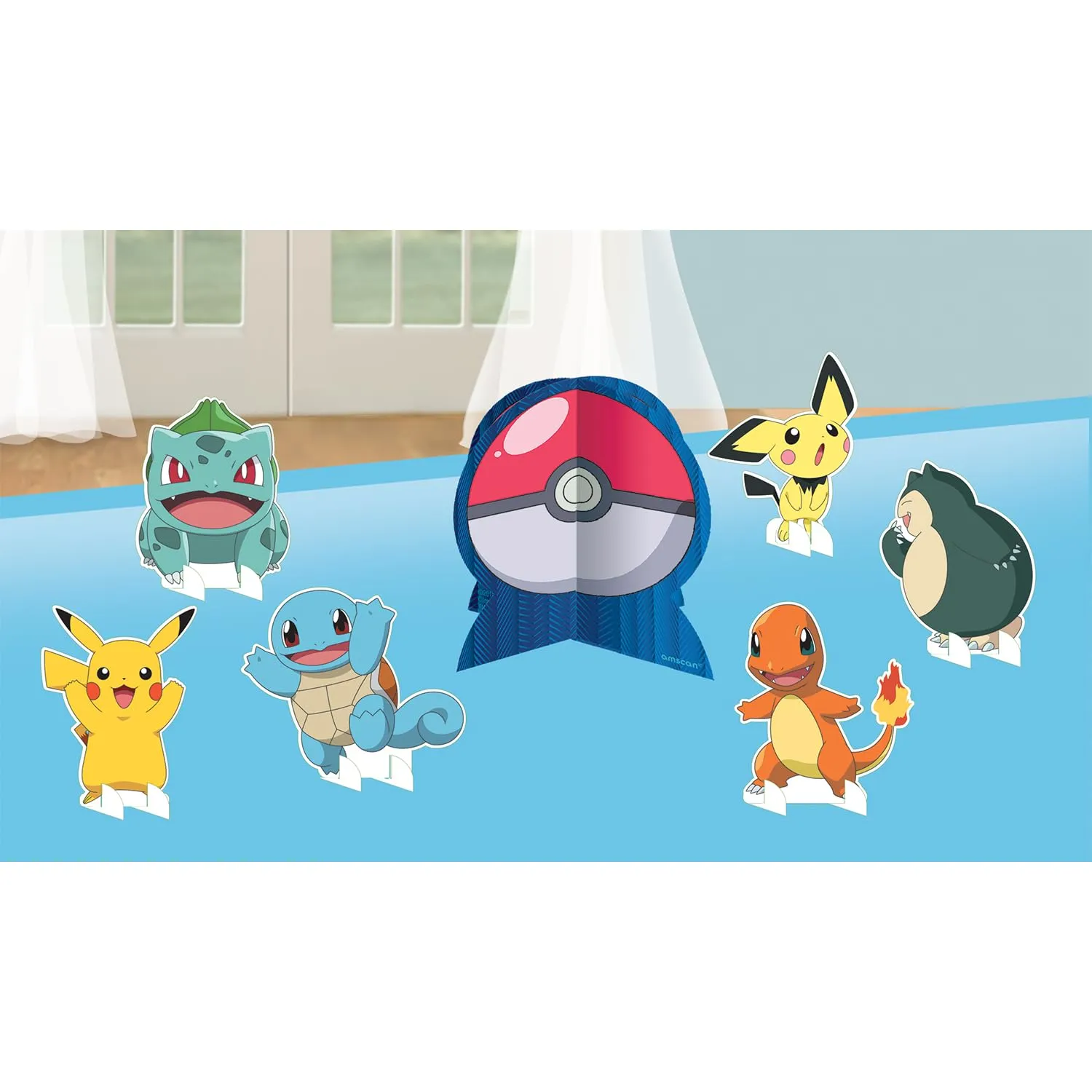 Amscan 9917124 - Decorazioni centrotavola per feste di compleanno per bambini Pokémon - 7 pezzi - immagine 1