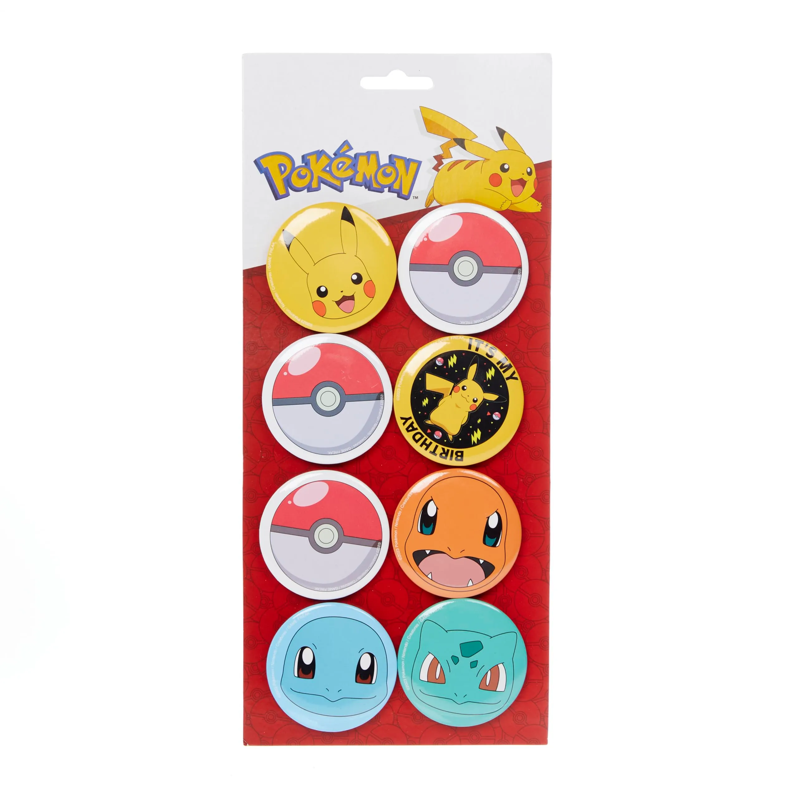 Amscan 9917114 - Distintivi per feste di compleanno per bambini Pokémon con carta di supporto, confezione da 8 - immagine 2