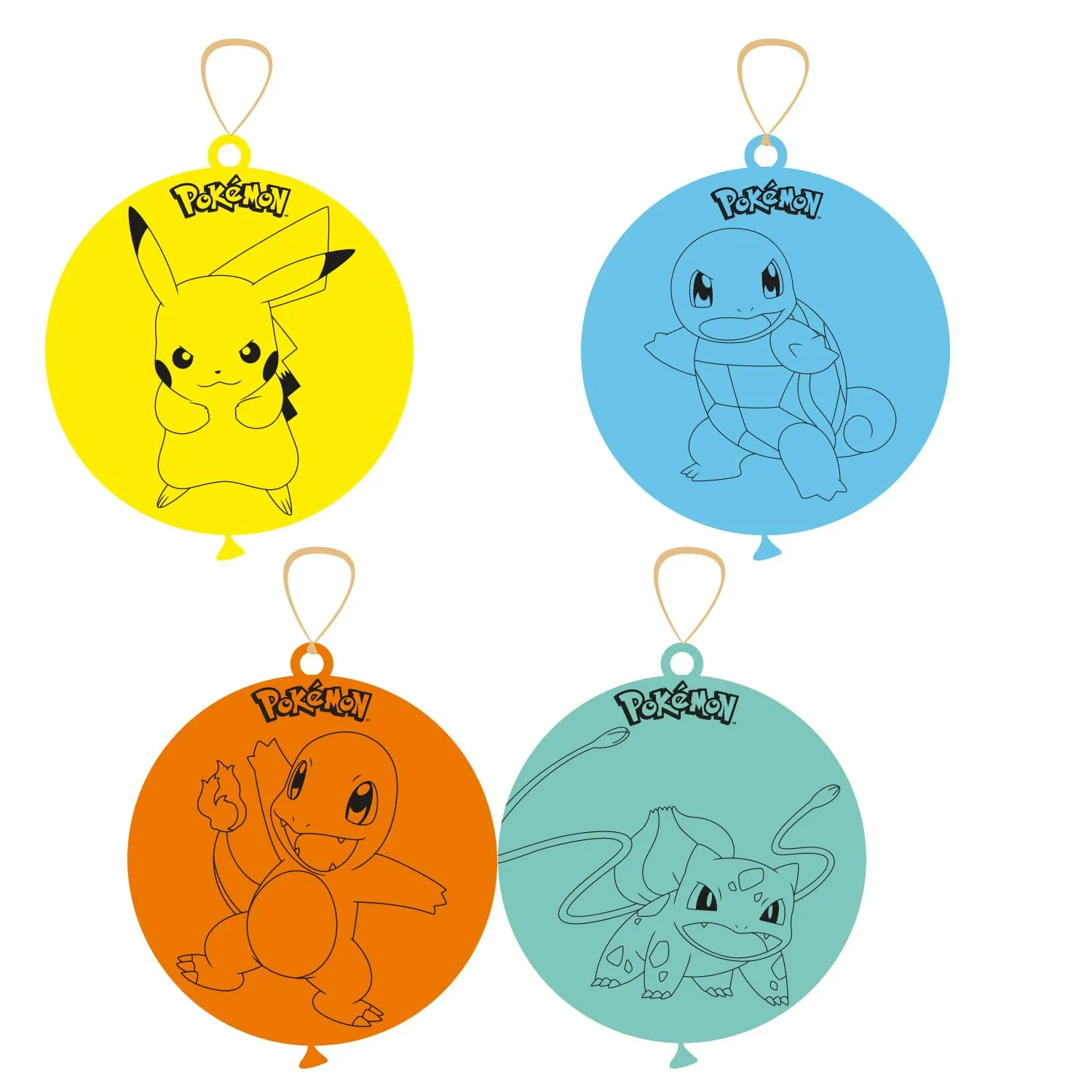 amscan 9917129 Palloncini perforatori per feste di compleanno per bambini con licenza ufficiale Pokémon, 40,6 cm, confezione da 4, multicolore - immagine 1