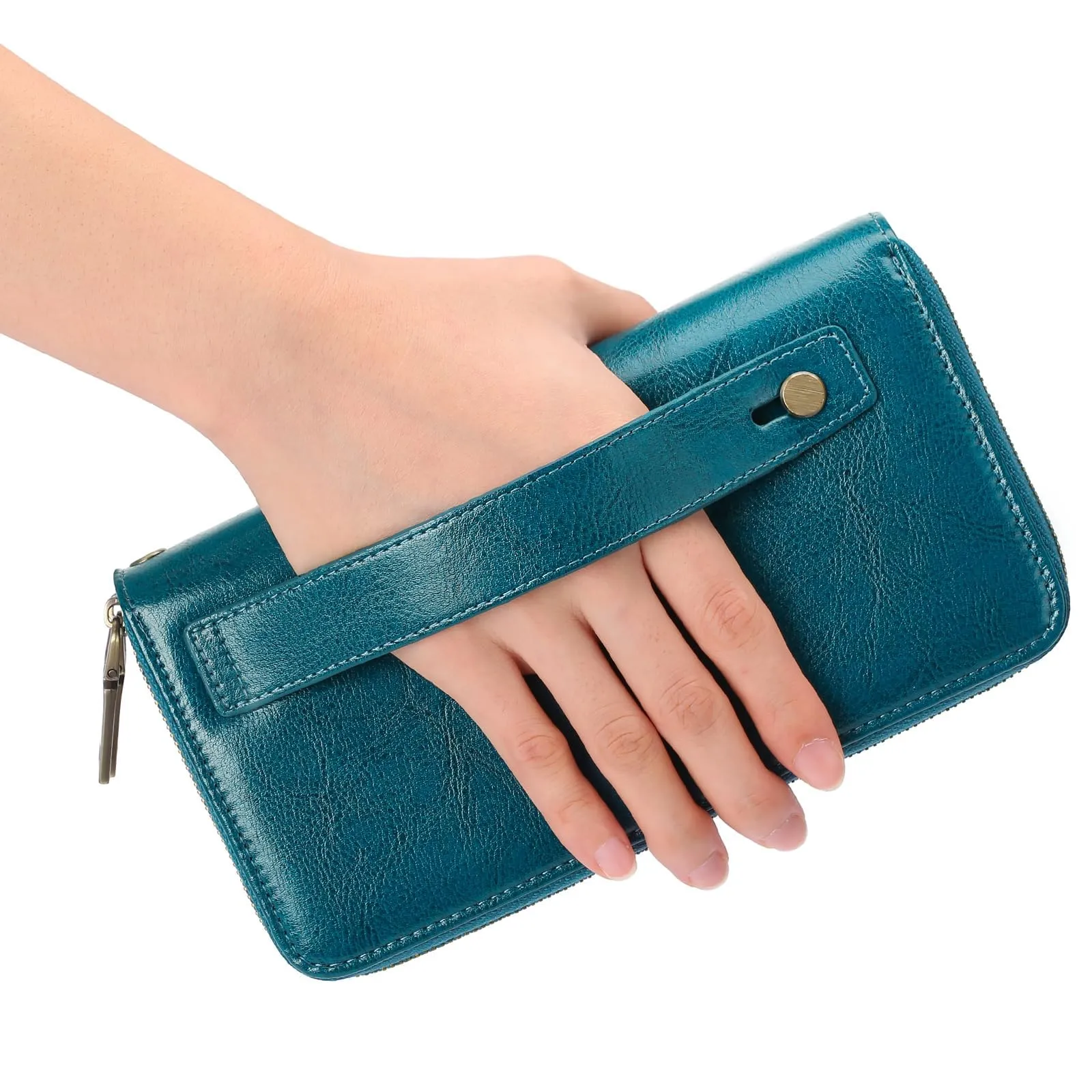 GAEKEAO Portafoglio Donna Grande in Pelle Vegan con Blocco RFID e Doppia Cerniera - immagine 6