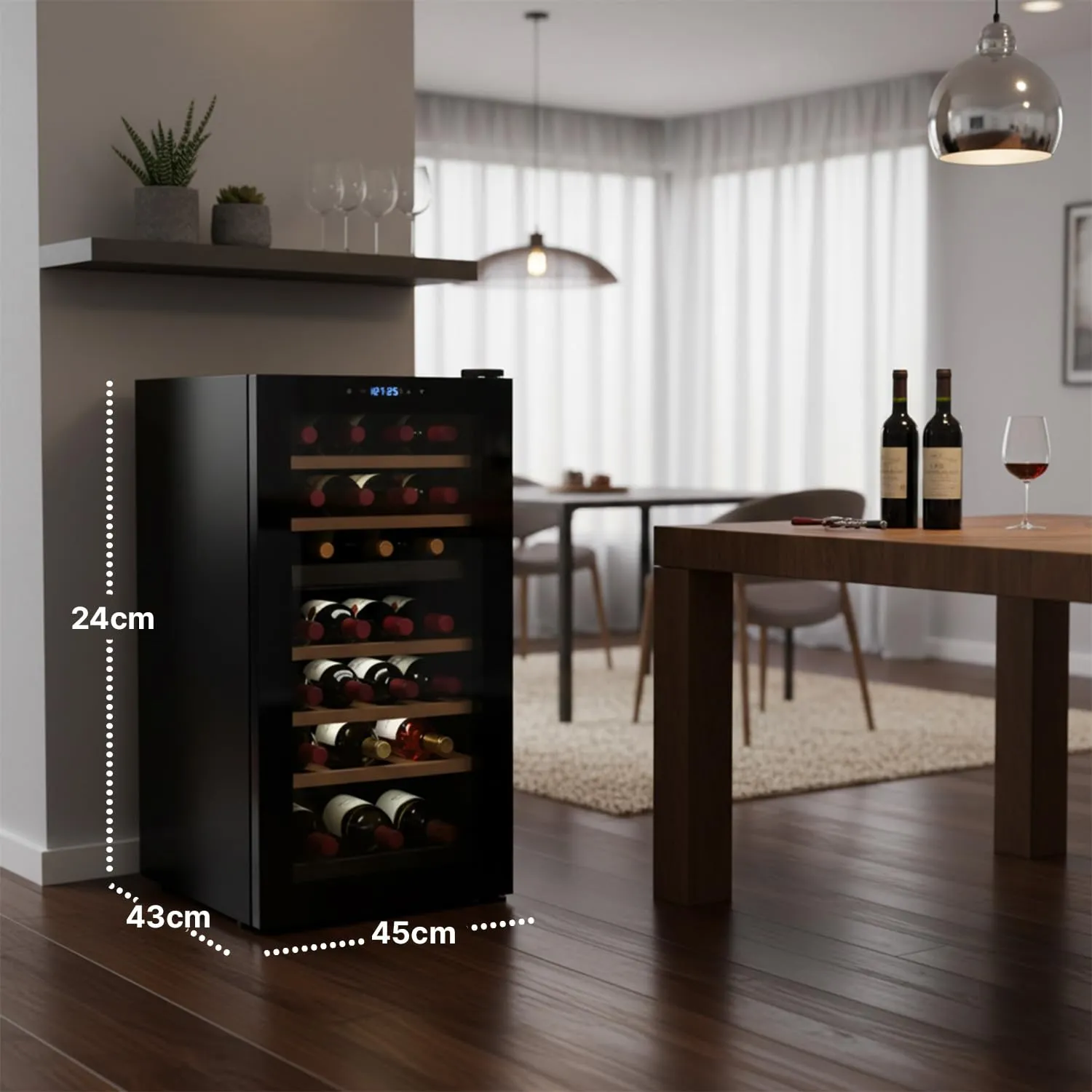 Wintem Cantinetta Vino Refrigerata Doppia Temperatura, Frigorifero con Display LED Touchscreen, Capacità 28 Bottiglie 82L - immagine 6