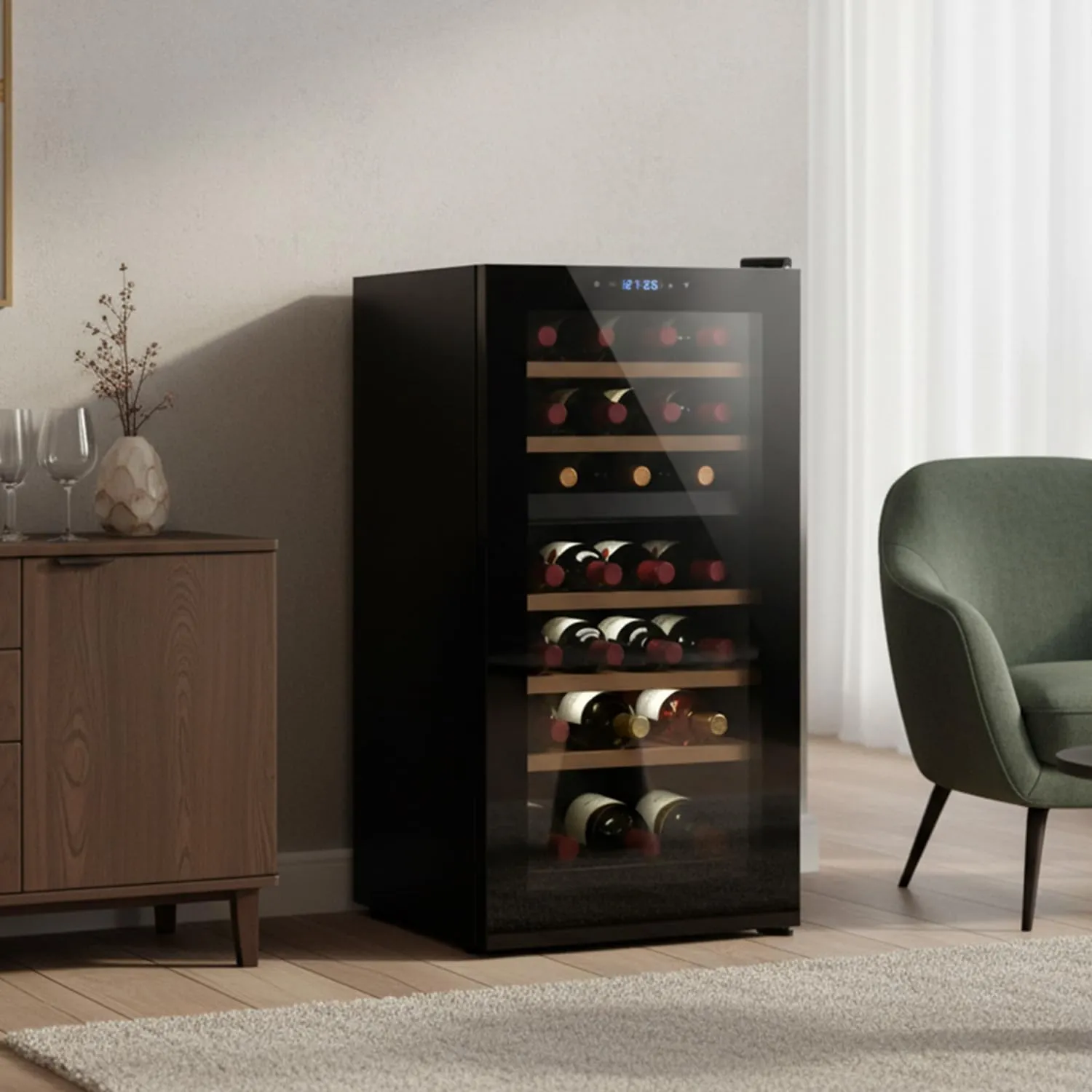 Wintem Cantinetta Vino Refrigerata Doppia Temperatura, Frigorifero con Display LED Touchscreen, Capacità 28 Bottiglie 82L - immagine 7
