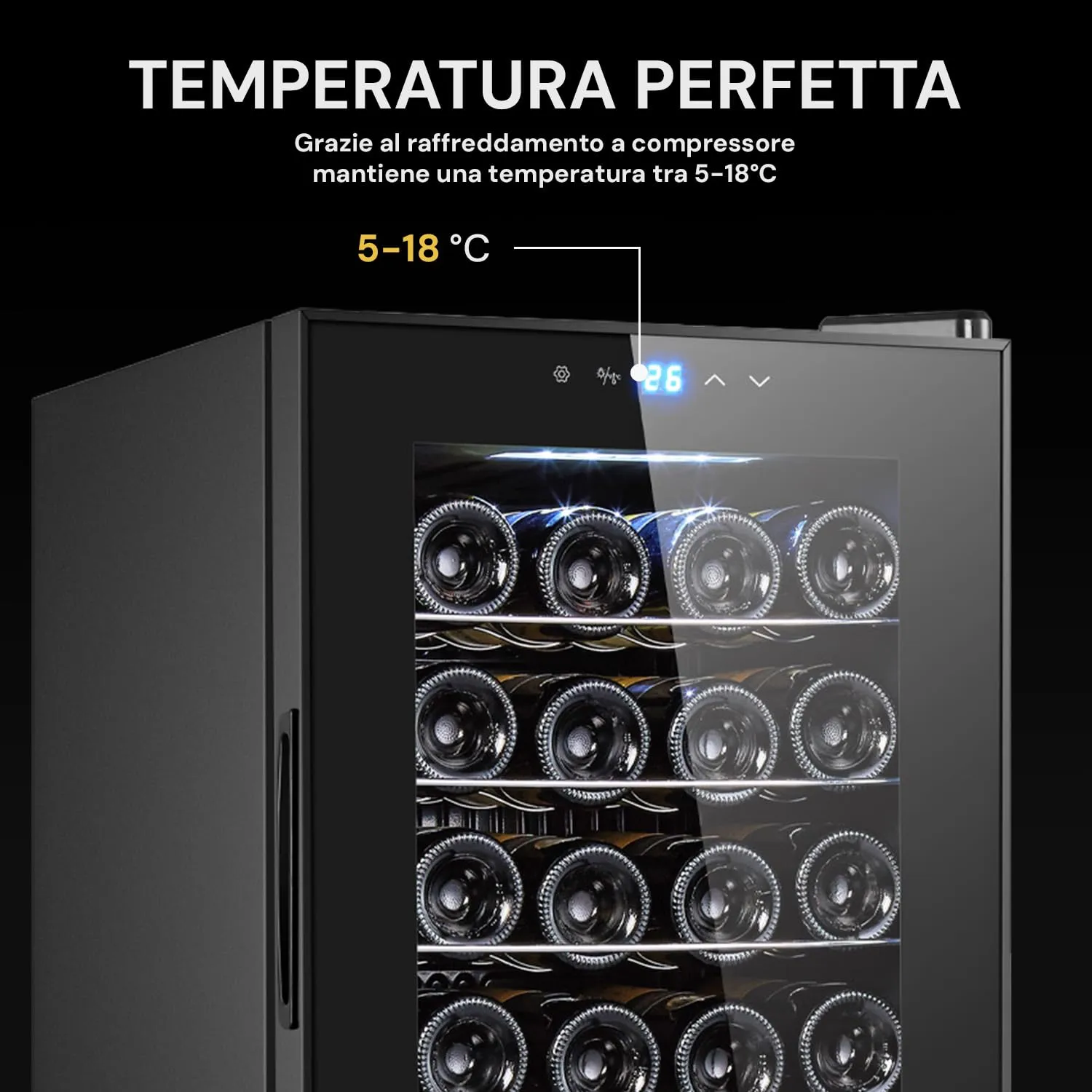 Wintem Cantinetta Vino 24 Bottiglie 70L a Compressore, Temperatura 5-18°C - immagine 5