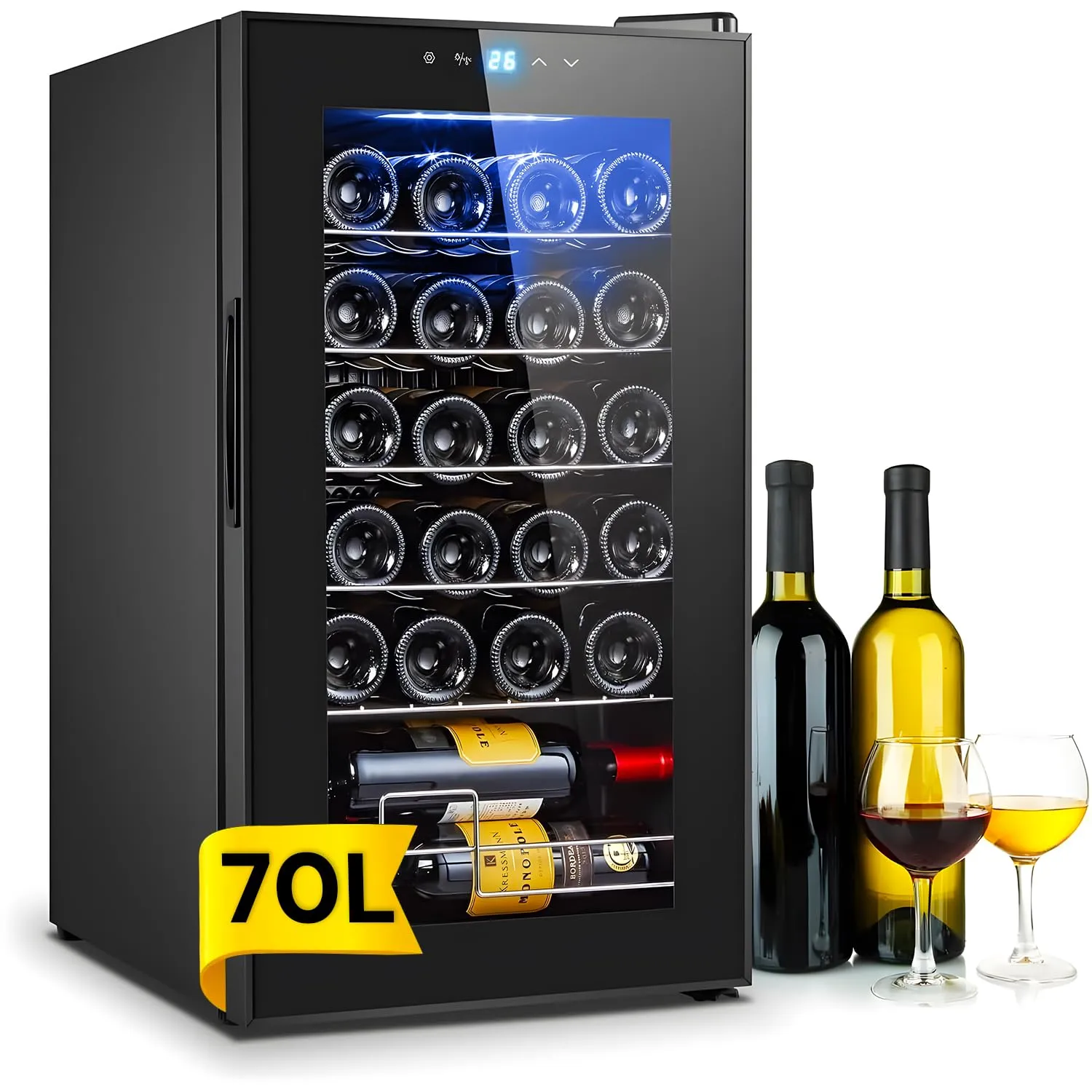 Wintem Cantinetta Vino 24 Bottiglie 70L a Compressore, Temperatura 5-18°C - immagine 10