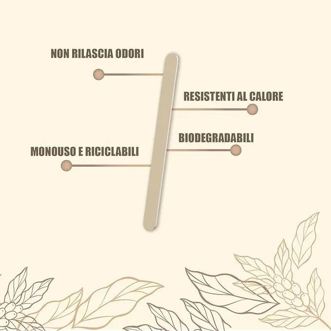 marketcaffe Palette caffè monouso in legno biodegradabile, confezionate singolarmente, 500 pezzi - immagine 4