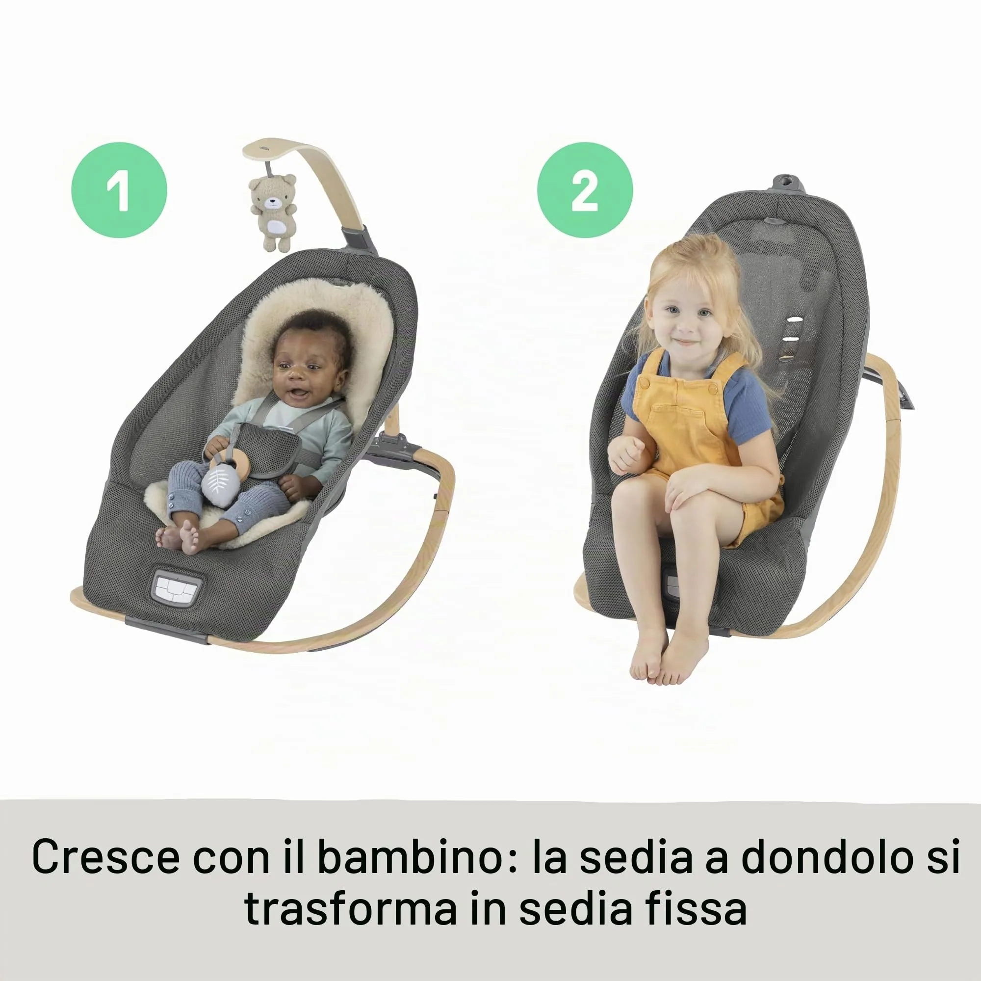 Ingenuity Dondolo 2 in 1 Every Season, 0-30 mesi, grigio - immagine 2