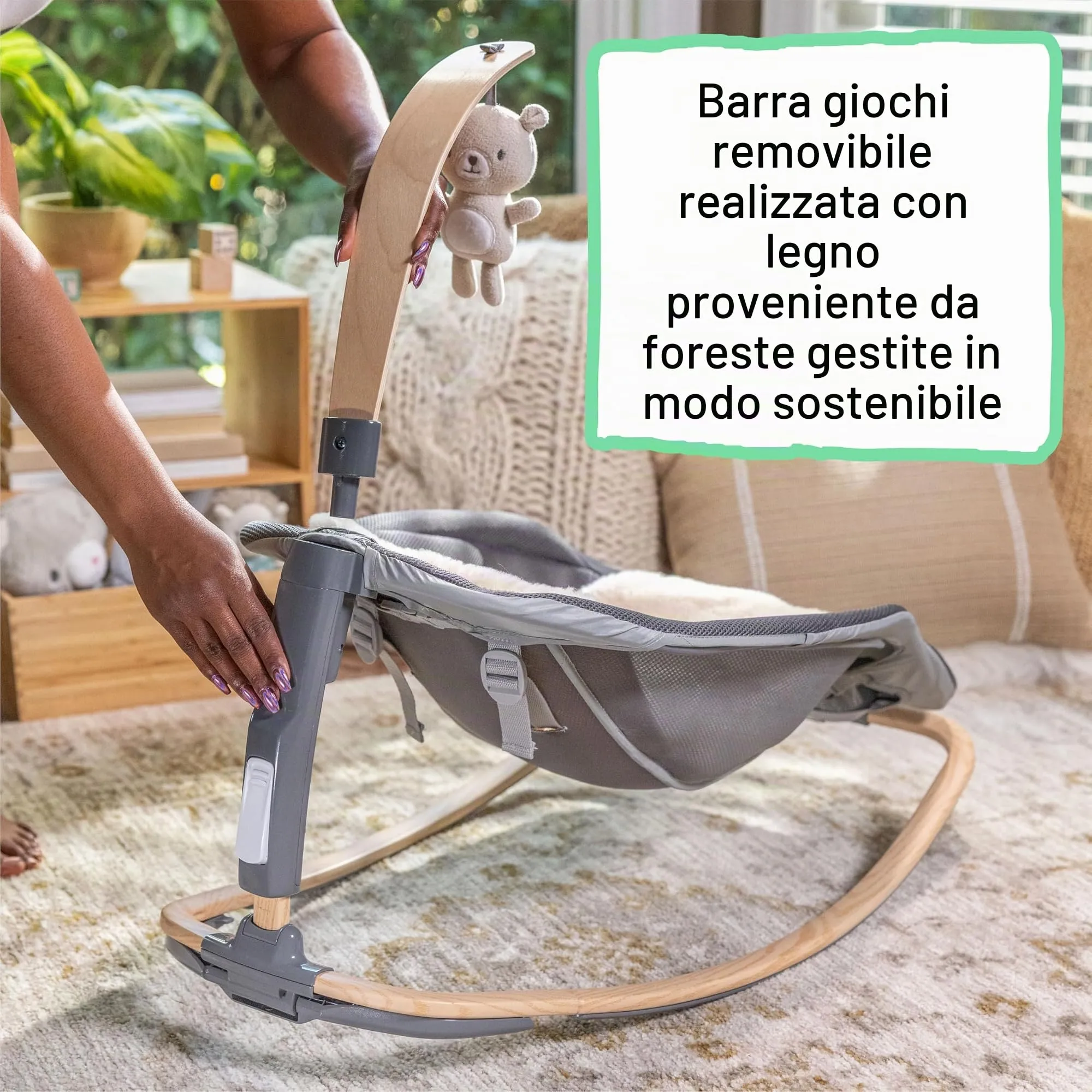 Ingenuity Dondolo 2 in 1 Every Season, 0-30 mesi, grigio - immagine 8