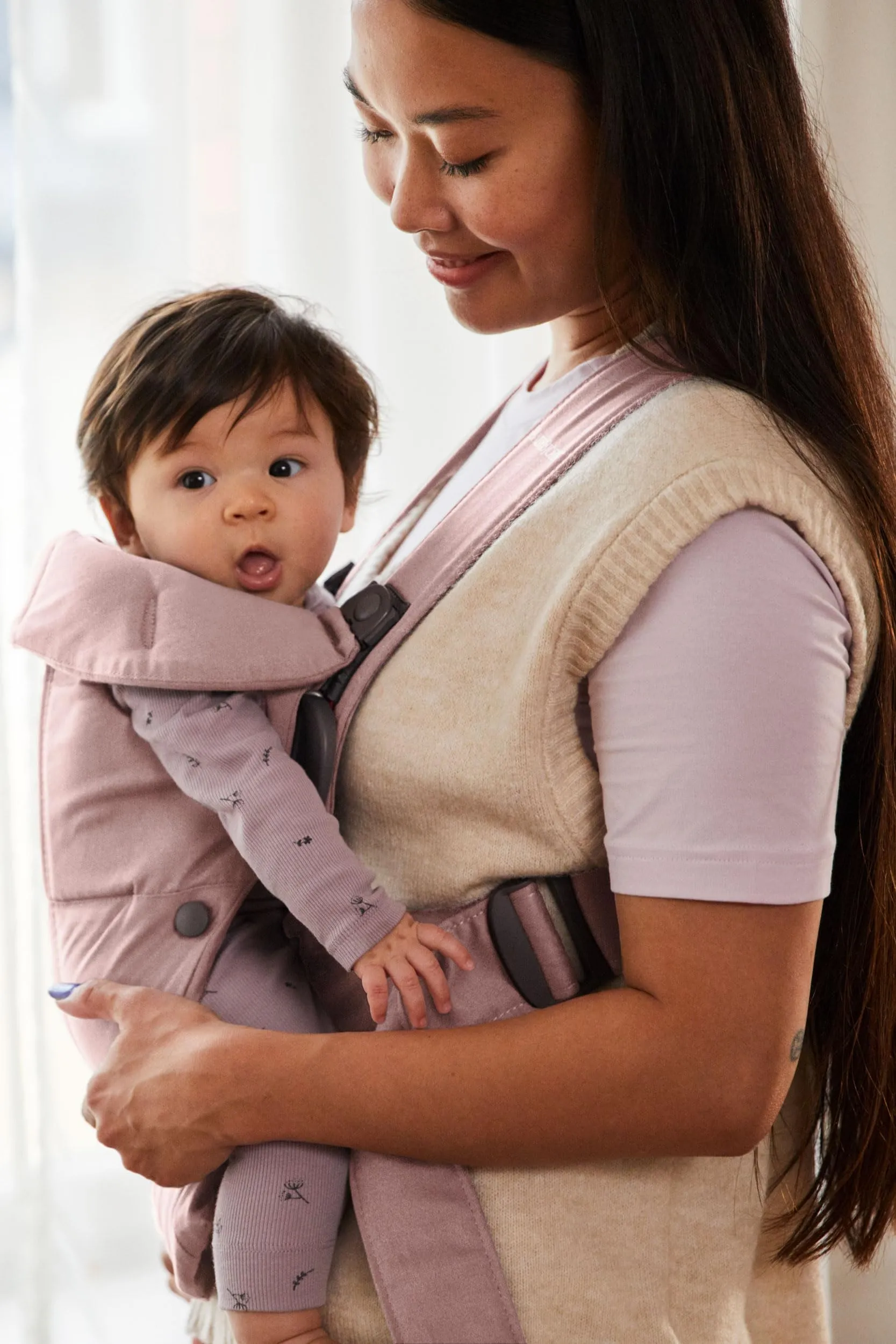 BabyBjörn Marsupio Mini, Tessuto, Rosa polvere - immagine 2