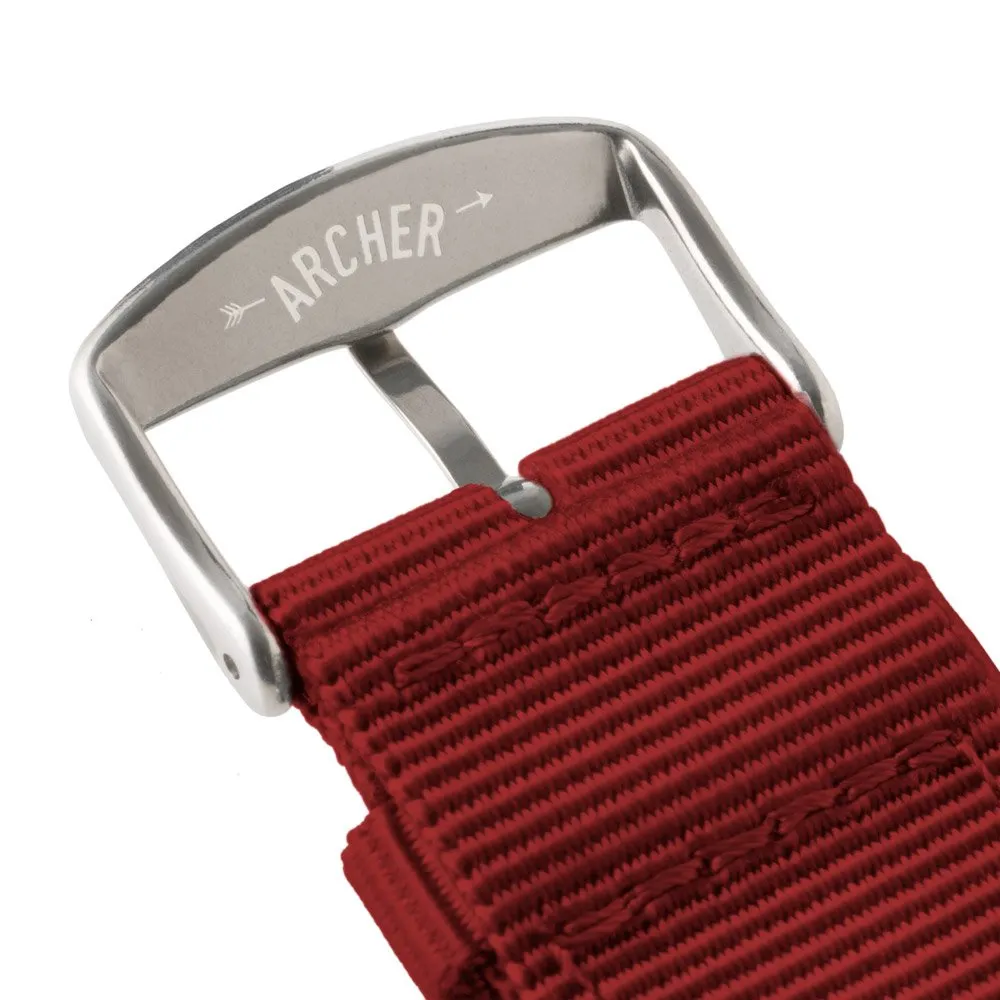 Archer Watch Straps - Cinturini in Nylon Premium a Sgancio Rapido (Rosso, 20mm) - immagine 7
