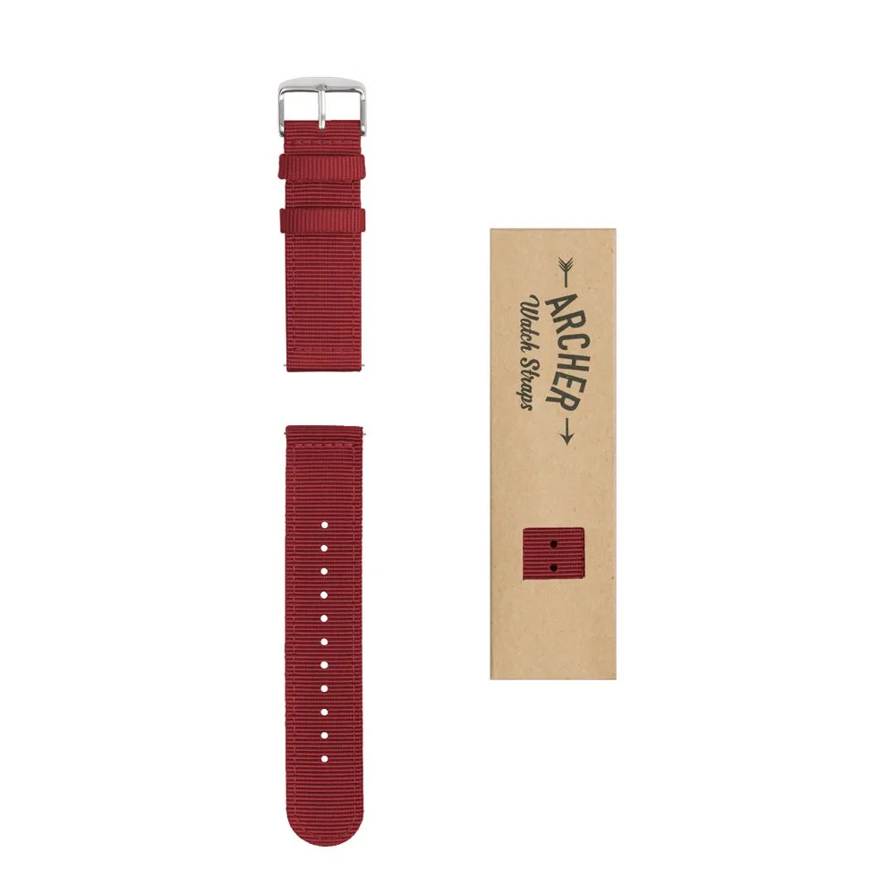 Archer Watch Straps - Cinturini in Nylon Premium a Sgancio Rapido (Rosso, 20mm) - immagine 8